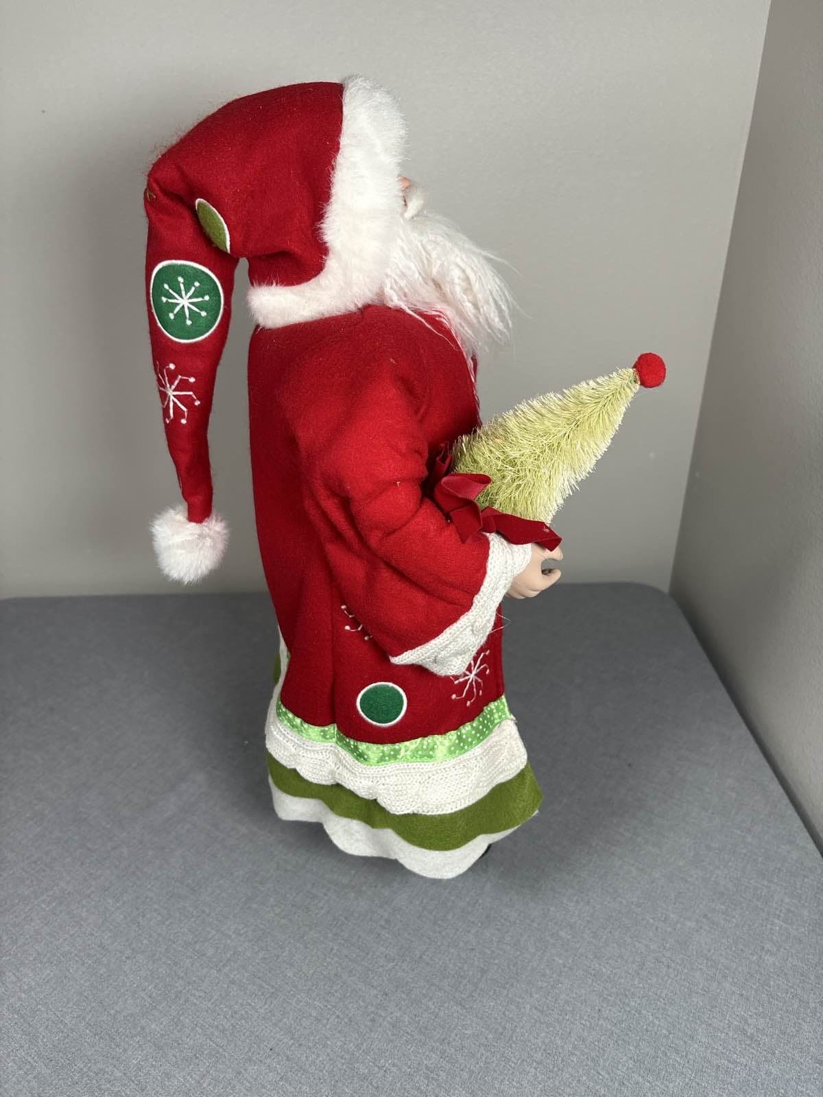 Large Ashland Santa Claus 23" Red Plaid Green Presents Christmas Decor - Thumbnail 4