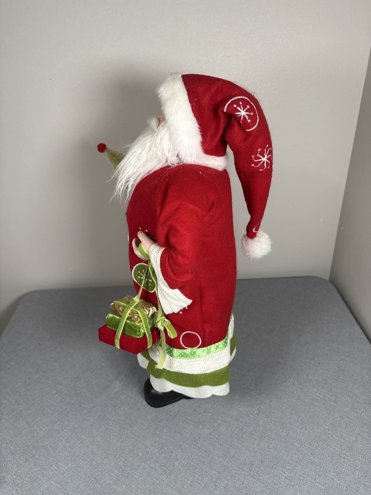 Large Ashland Santa Claus 23" Red Plaid Green Presents Christmas Decor - Thumbnail 2