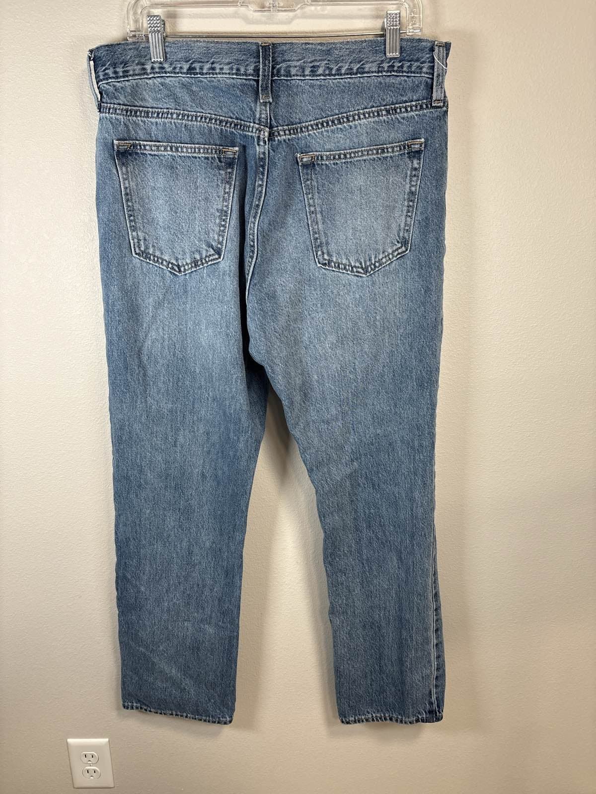 Old Navy Mens Jeans 34x32 Straight Leg Blue Light Wash Denim Pants - Thumbnail 3
