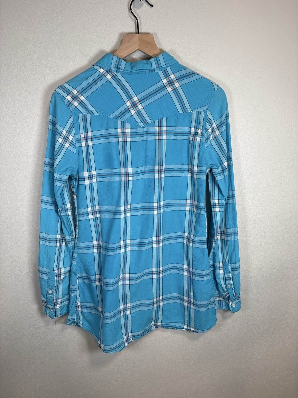 Rue 21 Women's Blue Plaid Flannel Shirt L - Thumbnail 3