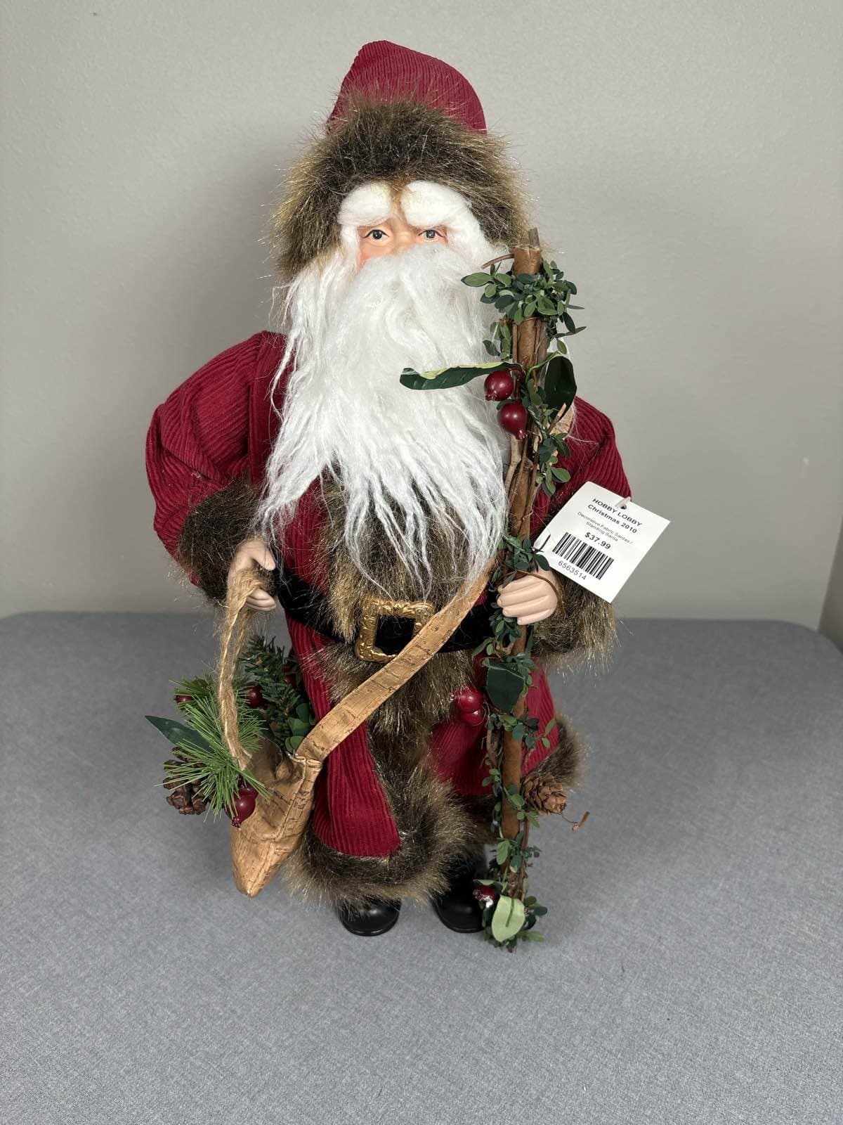 Large Hobby Lobby Christmas 2010 Santa Claus Wood Base 18" Rustic Decor - Thumbnail 2
