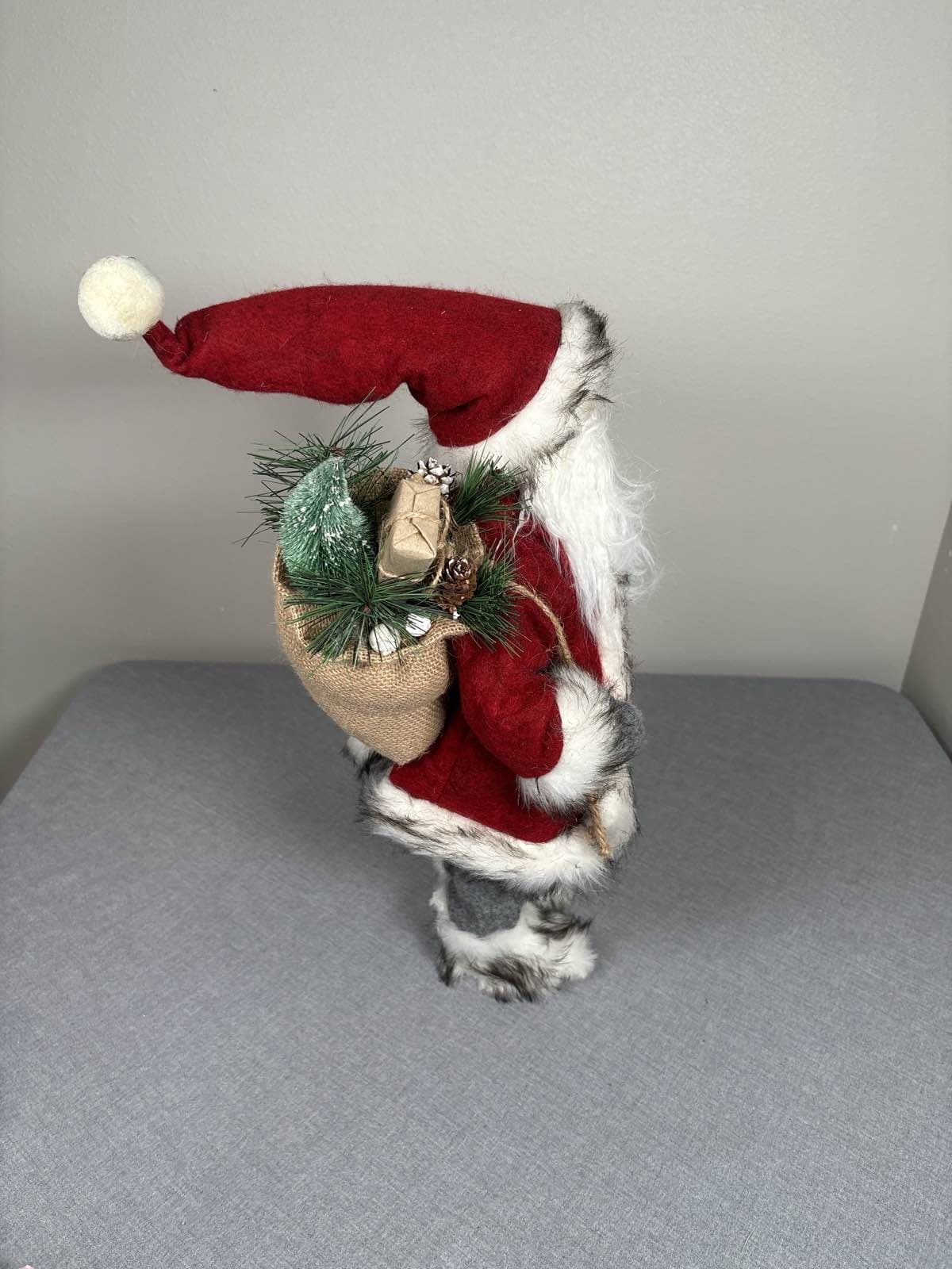 Large Santa Claus 18" Fur Trim Robe Gift Sack Holiday Decor NWT - Thumbnail 5
