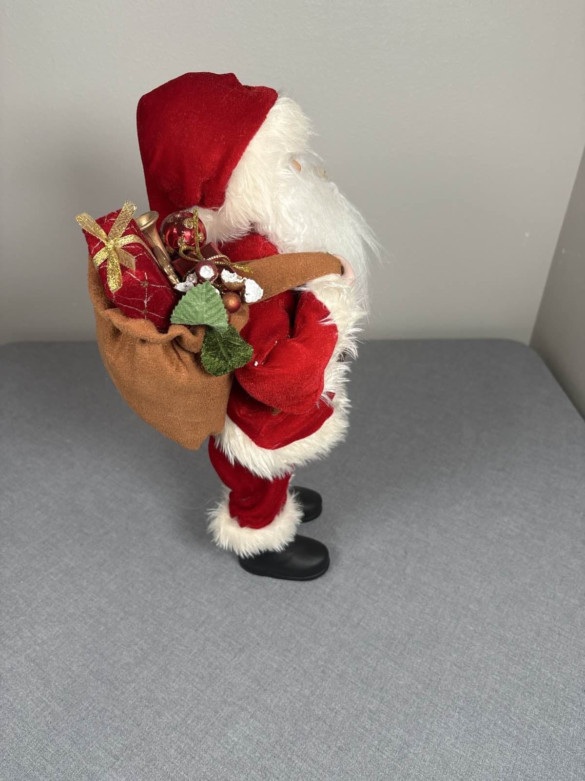 Large Santa Claus Figure w/ Teddy Bear & Gift Bag Christmas Decoration 18" Tall - Thumbnail 4