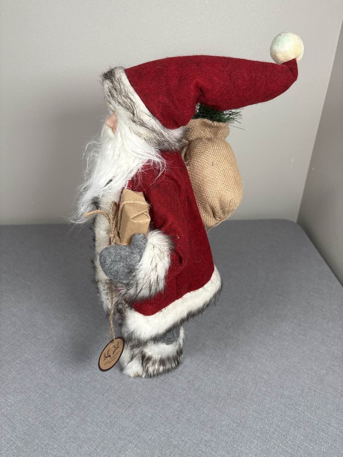 Large Santa Claus 18" Fur Trim Robe Gift Sack Holiday Decor NWT - Thumbnail 3
