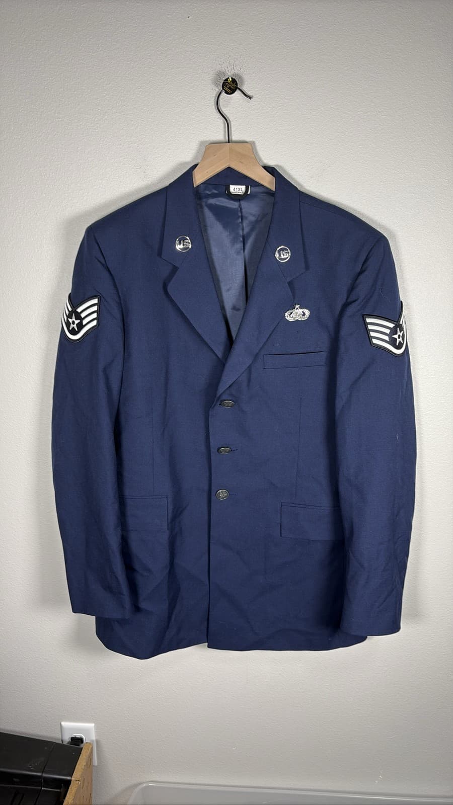 US Air Force USAF Mens Dress Blue Service Jacket Coat 3 Button 41XL