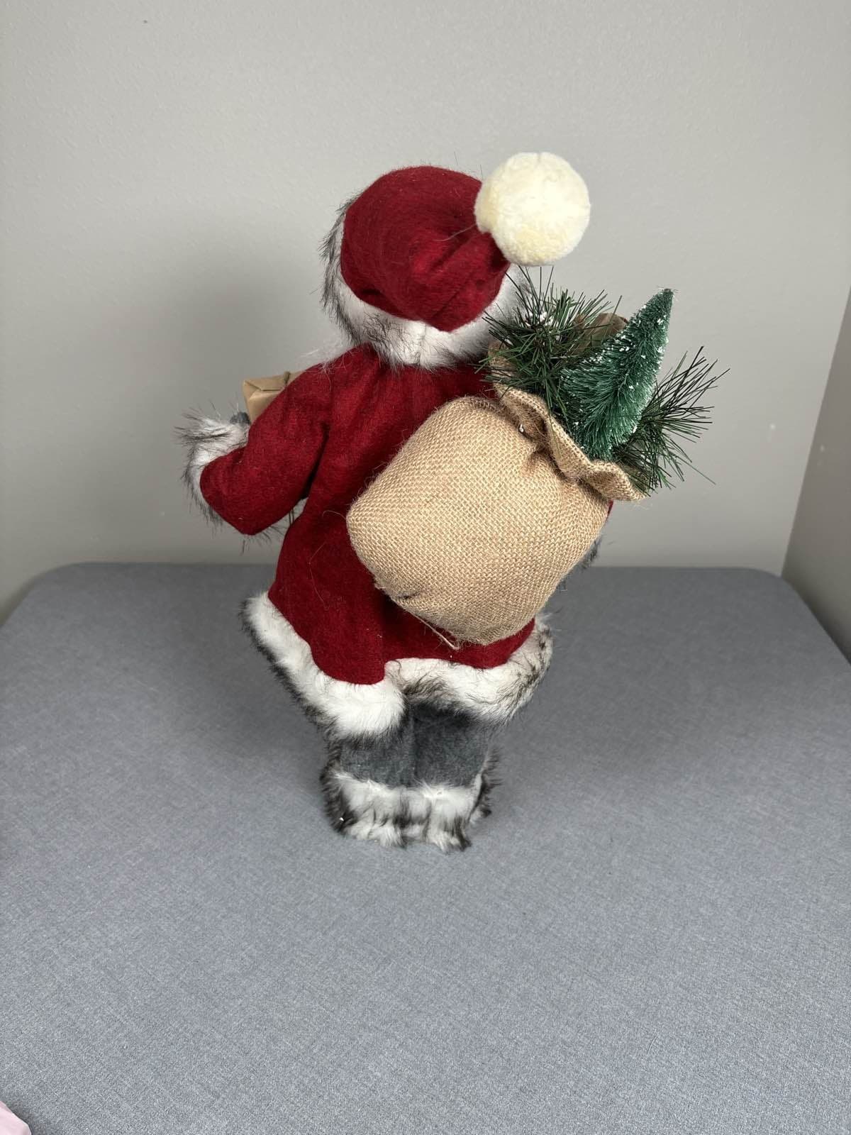 Large Santa Claus 18" Fur Trim Robe Gift Sack Holiday Decor NWT - Thumbnail 4