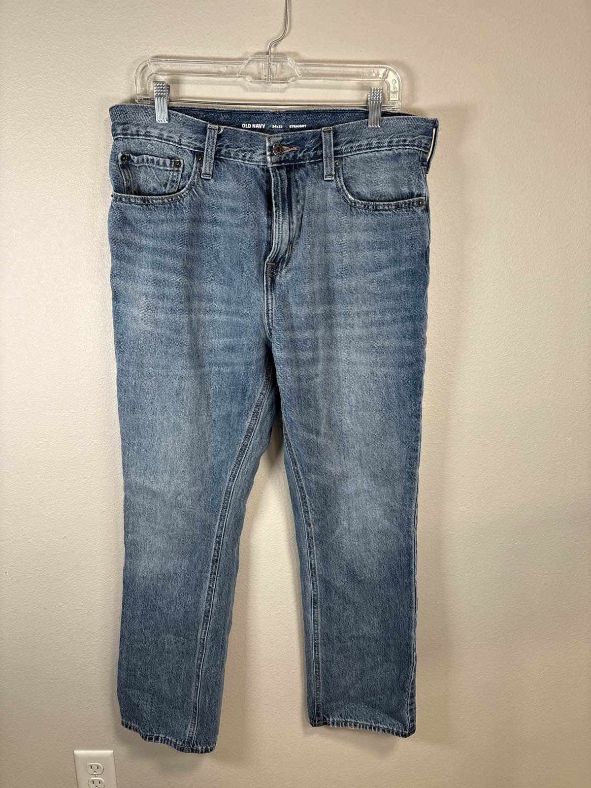 Old Navy Mens Jeans 34x32 Straight Leg Blue Light Wash Denim Pants