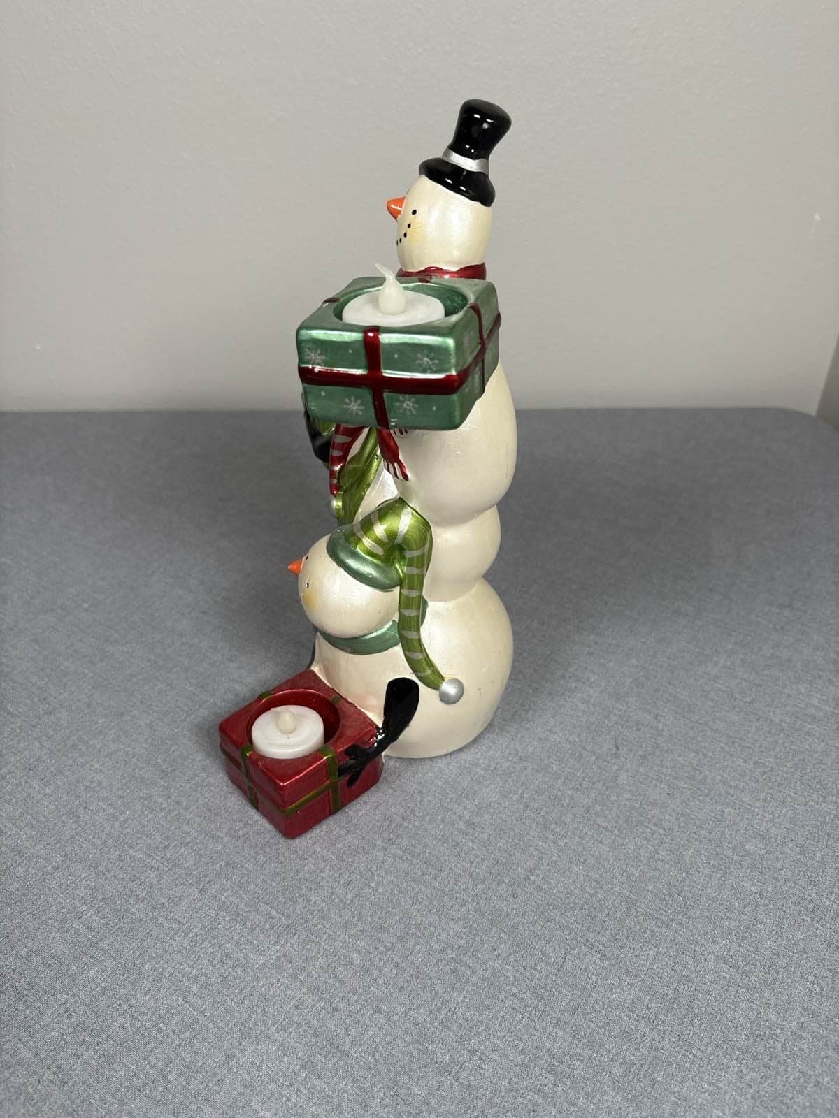Yankee Candle Snowman Pile Up Tower 3 Tea Light Holder Christmas Winter Decor - Thumbnail 4