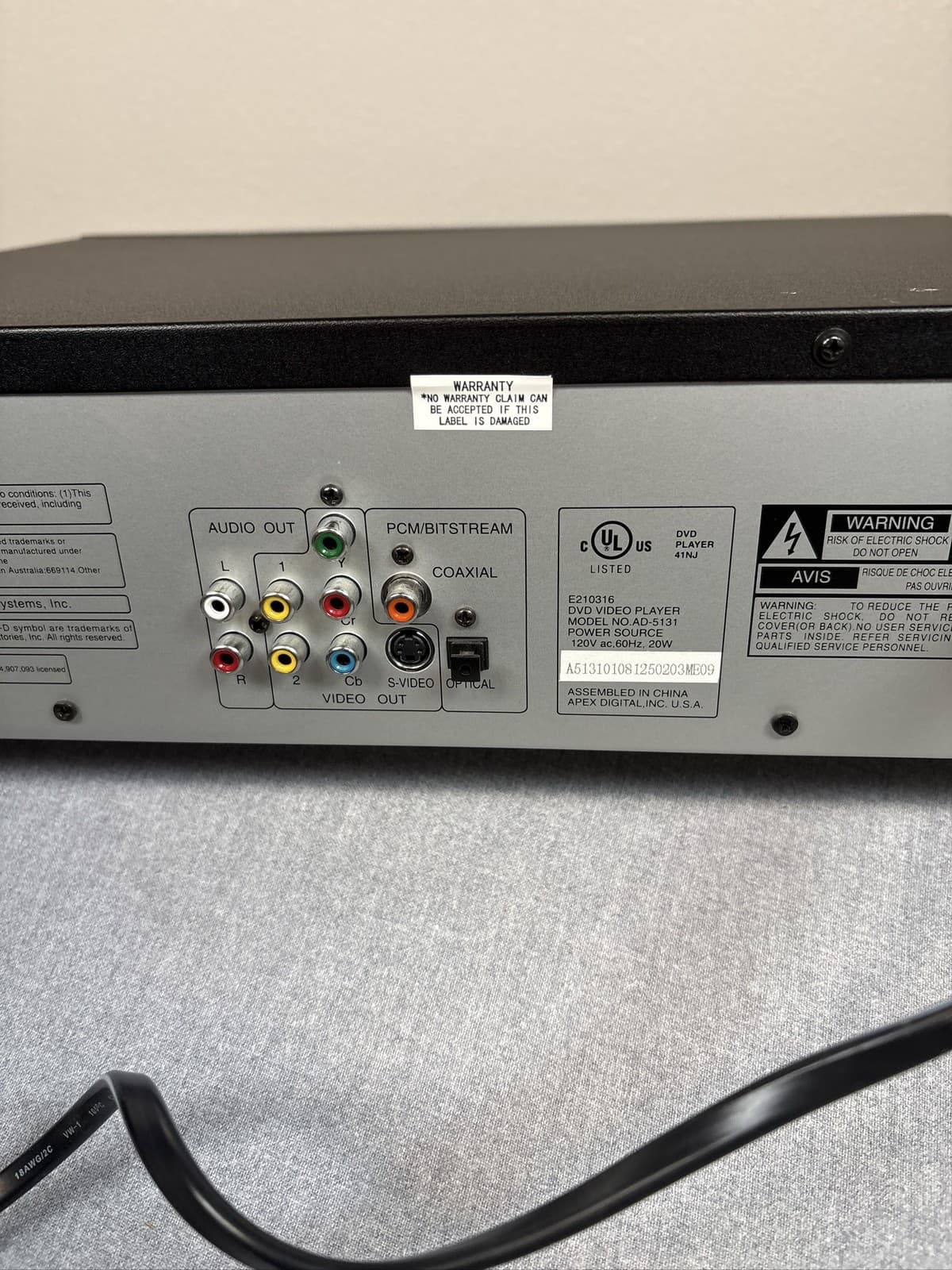 APEX AD-5131 3-Disc DVD CD Changer Player Karaoke Mic Inputs - Thumbnail 8