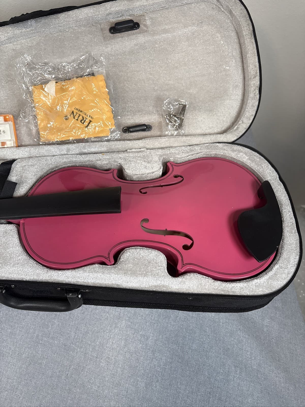 3/4 Size Pink Acoustic Violin Fiddle Set, Case, Bow, Rosin, Student Kit - Thumbnail 2