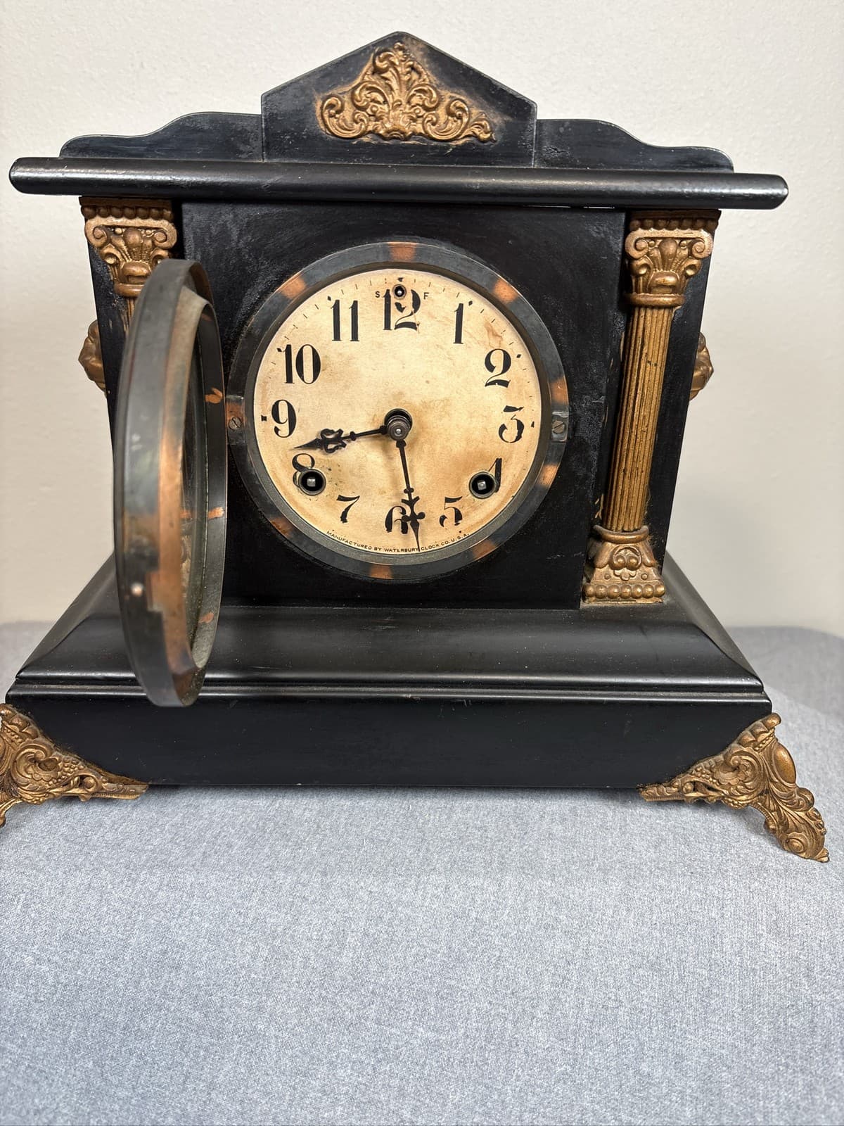Antique C 1909 Waterbury DONOVAN ALARM Mantle Clock - Thumbnail 2