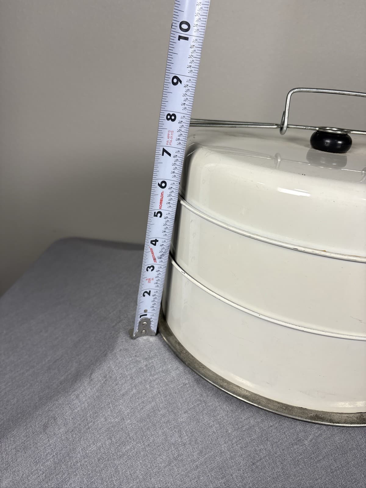 Vintage White Enamel Metal Stacking Tiffin Box 3 Tier Cookie Cake Food Carrier - Thumbnail 7