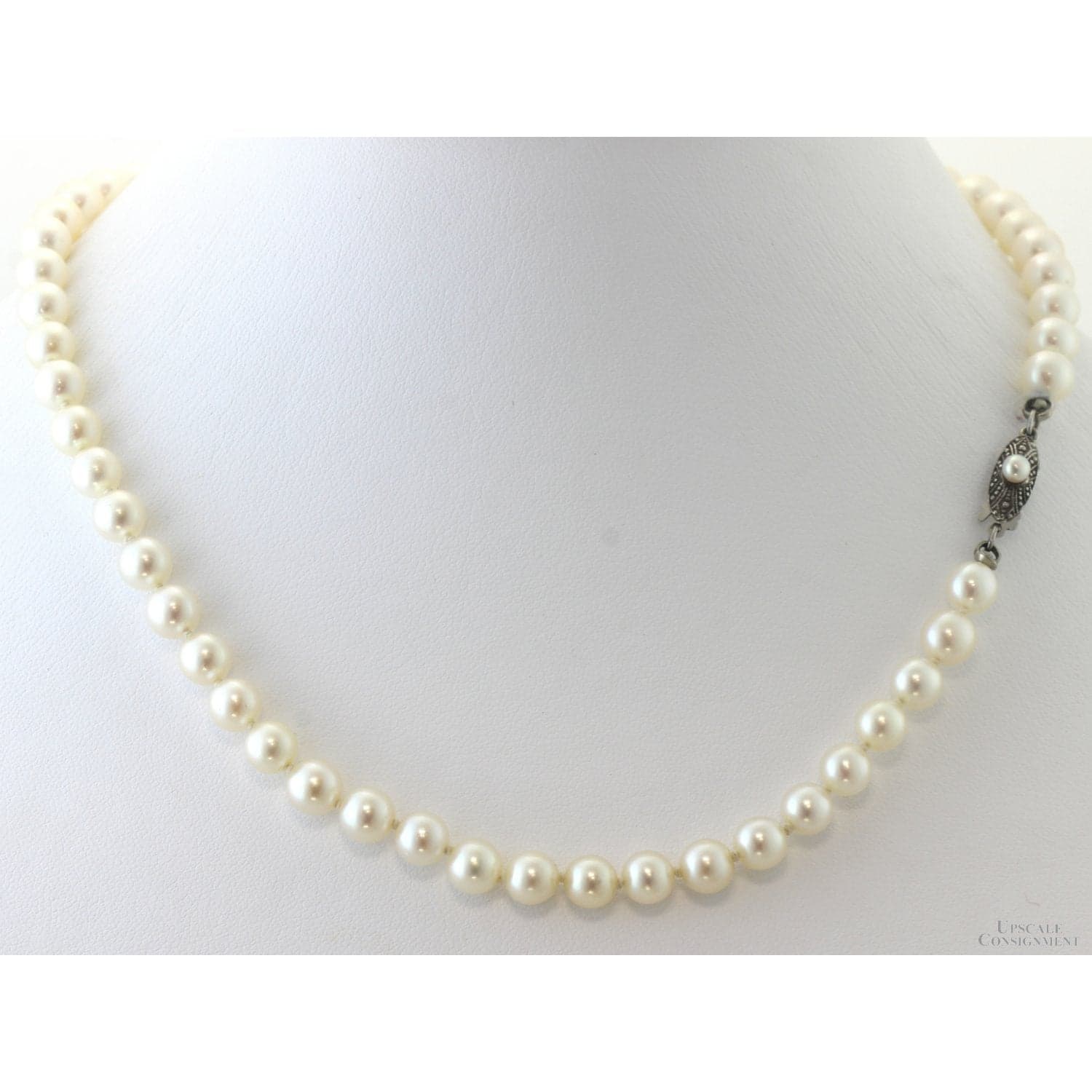Vintage Mikimoto Hand-Knotted Cultured Akoya Pearl Necklace - 16 in - Thumbnail 2