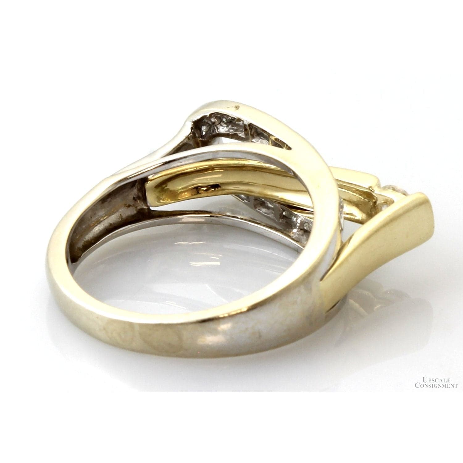 Vintage 14K Gold Sculptural Diamong Ring | Belt Buckle Design - Size 7 - Thumbnail 4