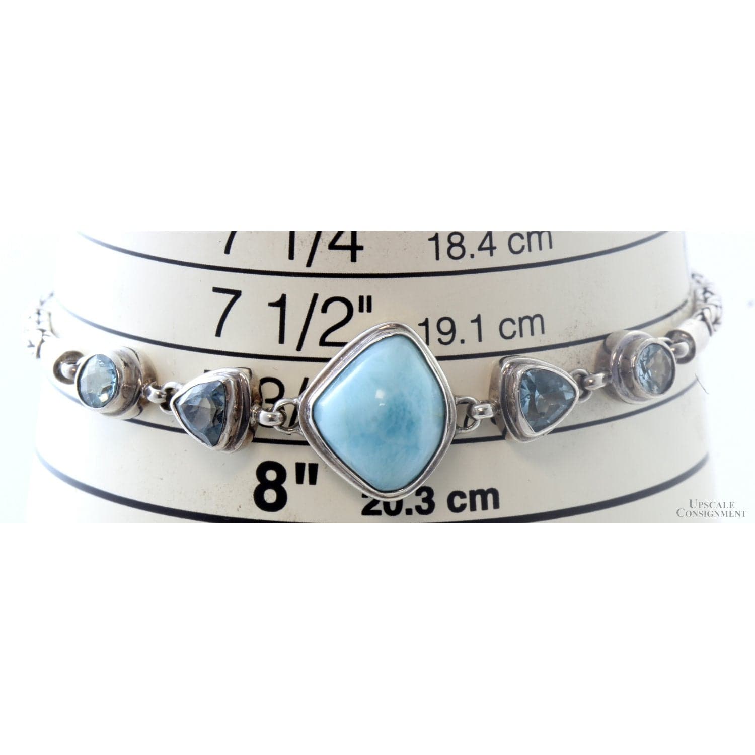 Starborn Larimar Blue Topaz White Topaz Pearl Sterling Silver Suite - 18" - 20" - Thumbnail 5