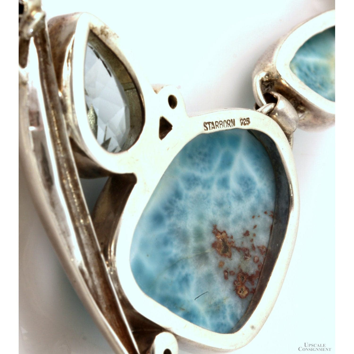 Starborn Larimar Blue Topaz White Topaz Pearl Sterling Silver Suite - 18" - 20" - Thumbnail 7