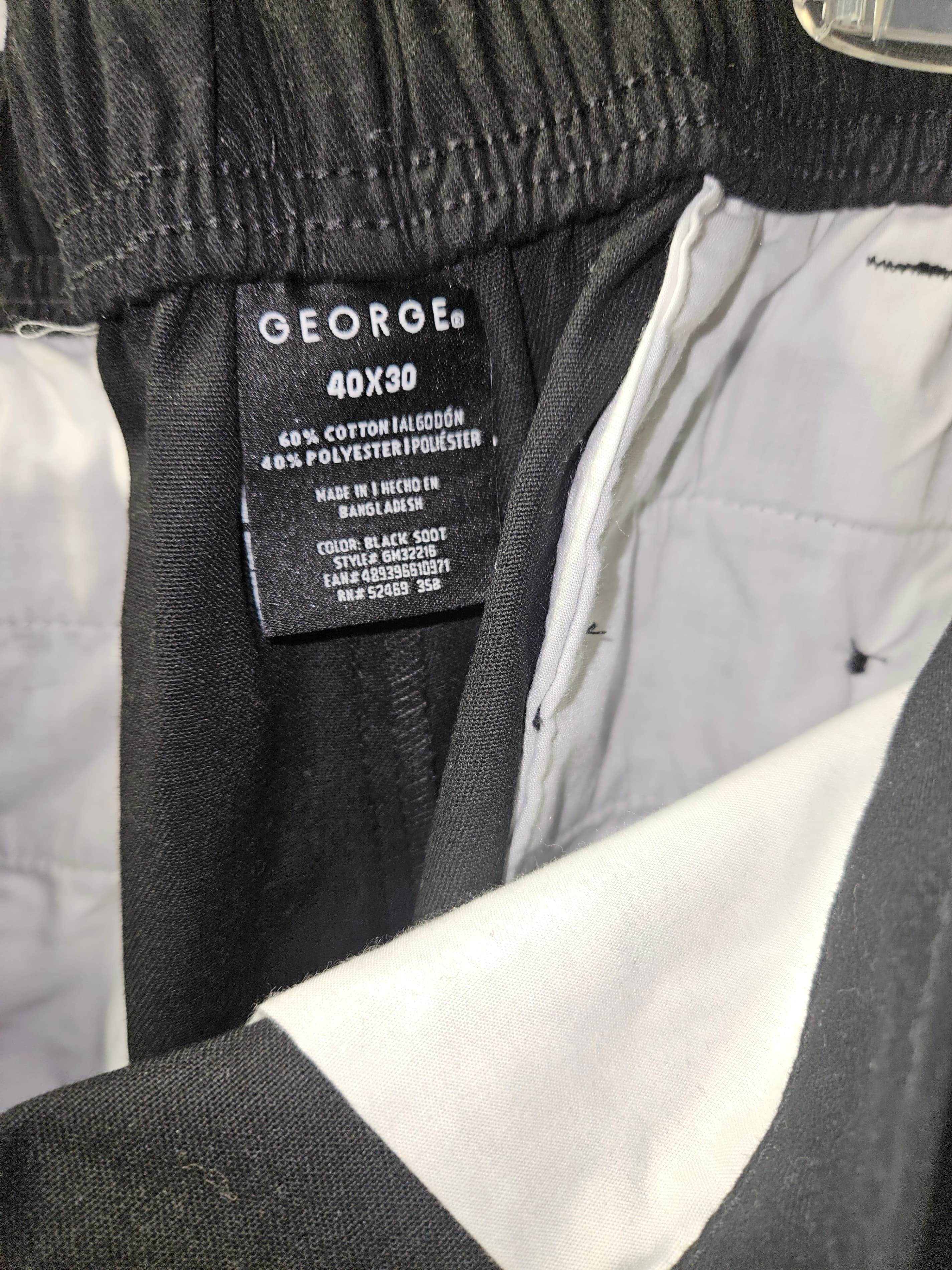 George Men's Black Elastic Waist Pants Size 40x30 - Thumbnail 2