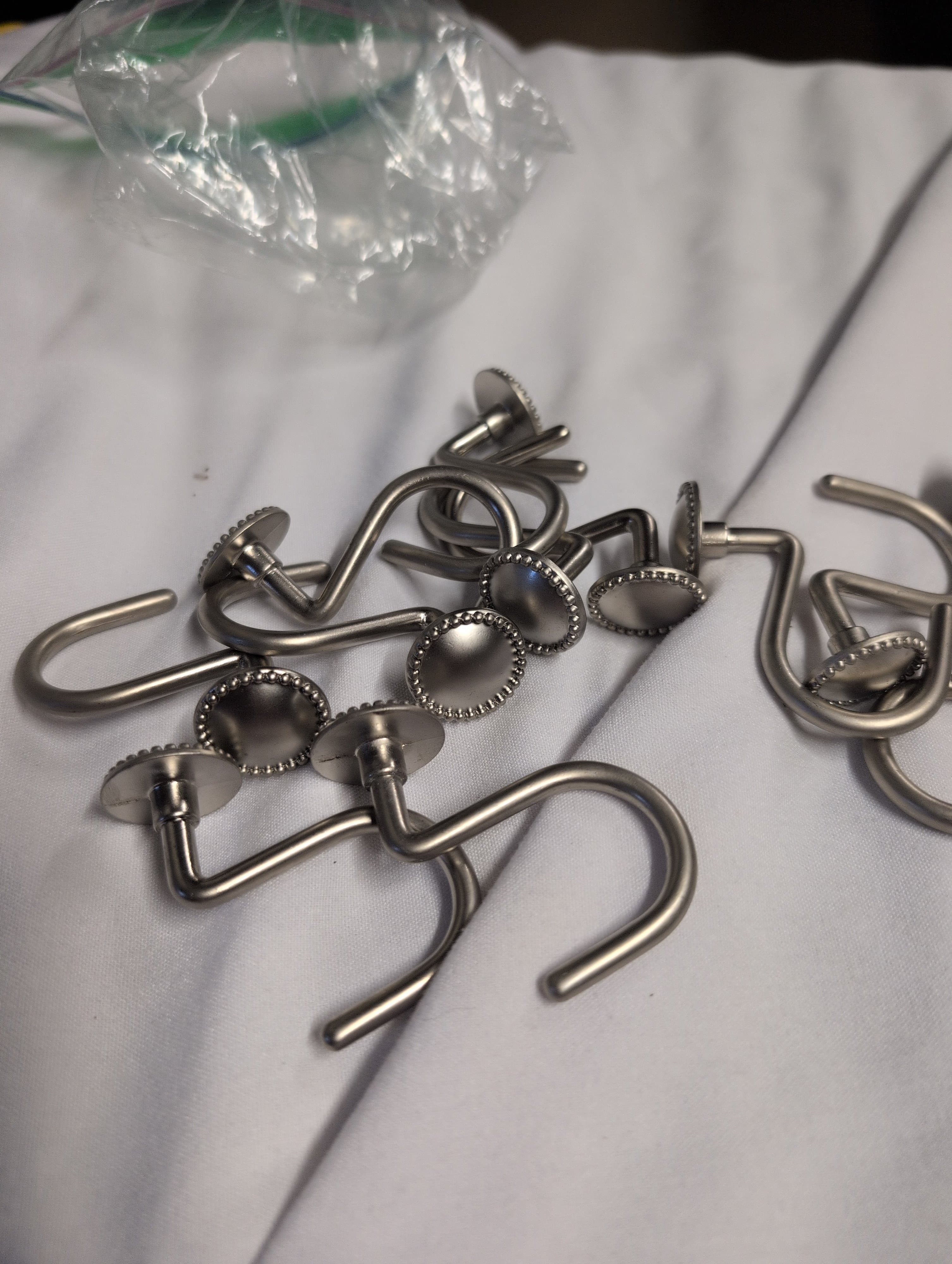 Set of 12 Metal Shower Curtain Hooks (brushed Nickel