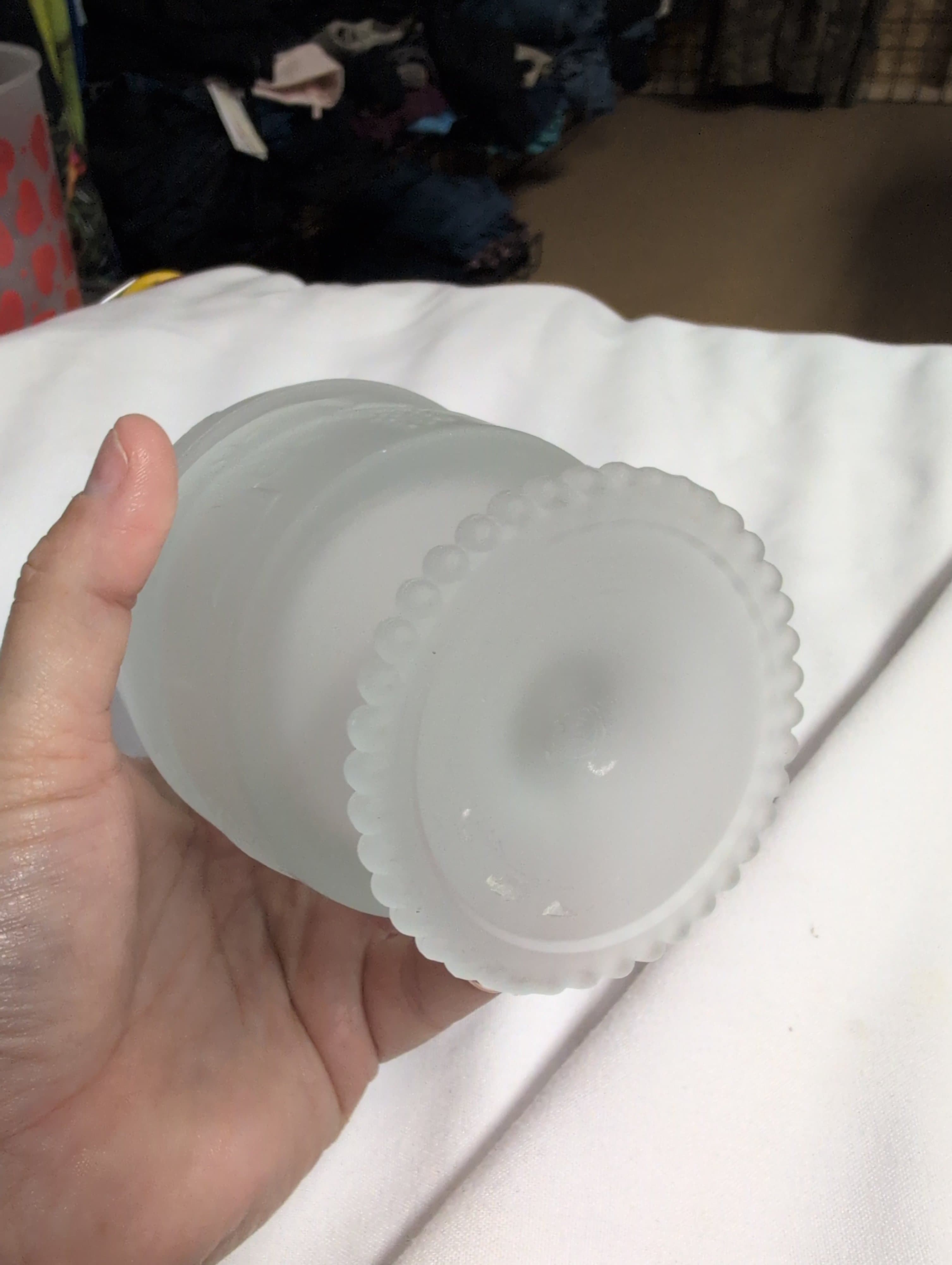 Vintage Frosted Glass Covered Dish with Lid - Thumbnail 4
