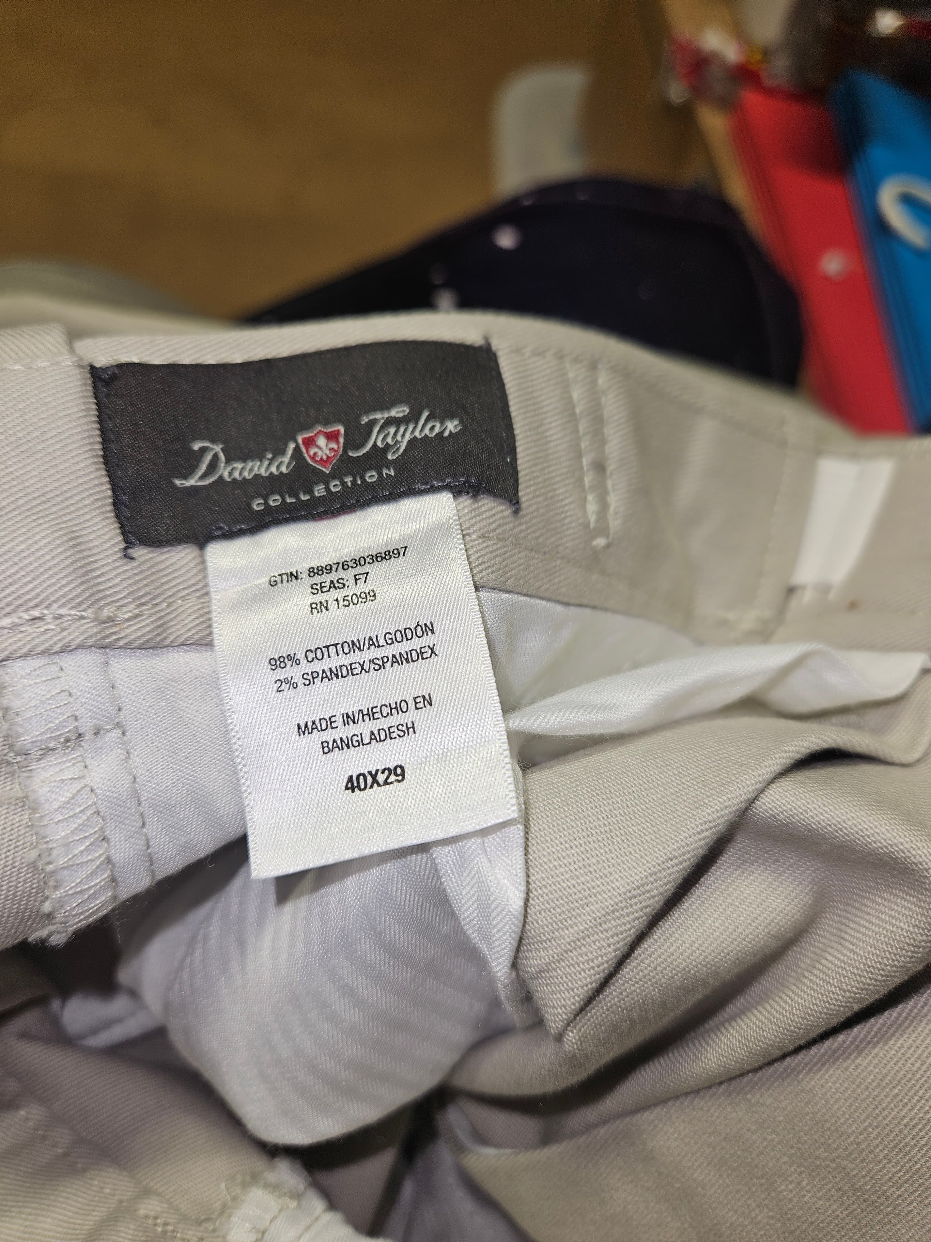 David Taylor Collection Men's Pants 40x29 Cotton