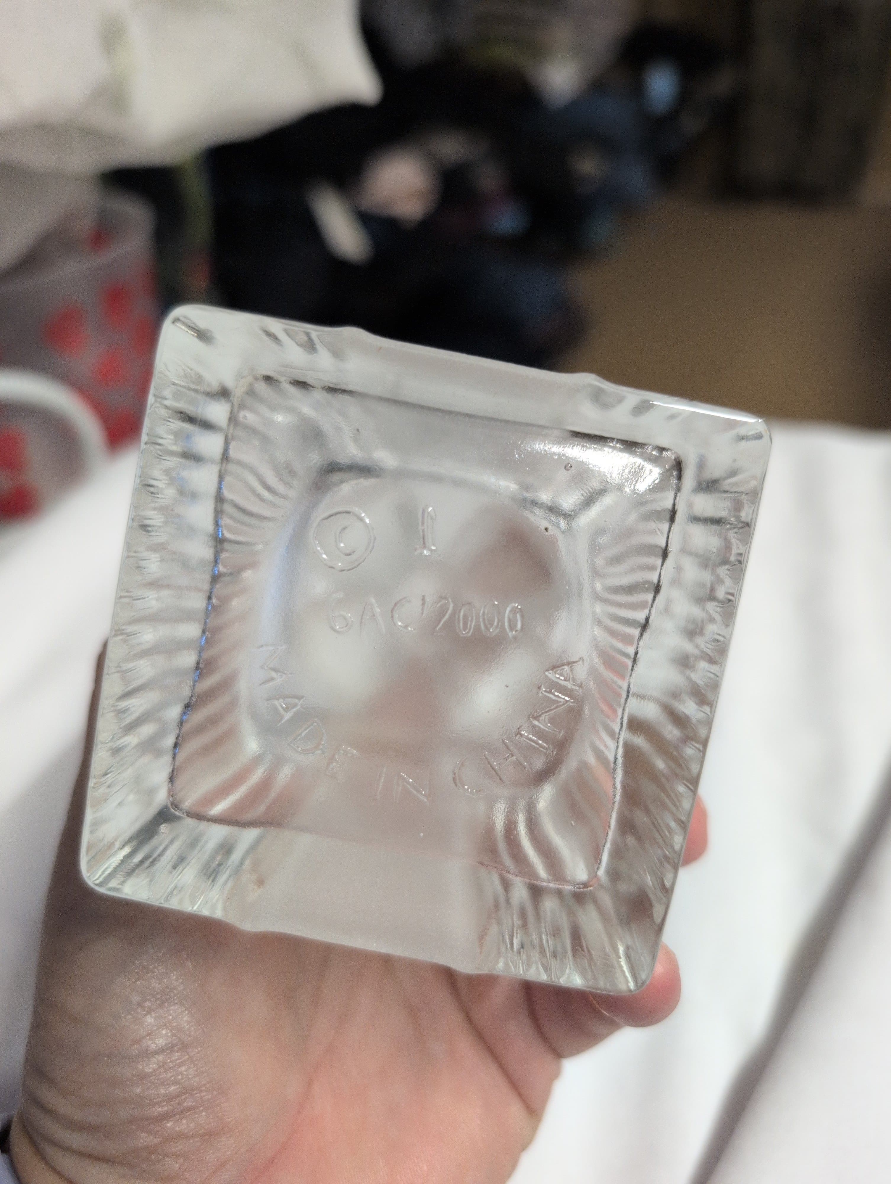 Vintage Glass Cube Trinket Box with Frosted Lid - Thumbnail 3