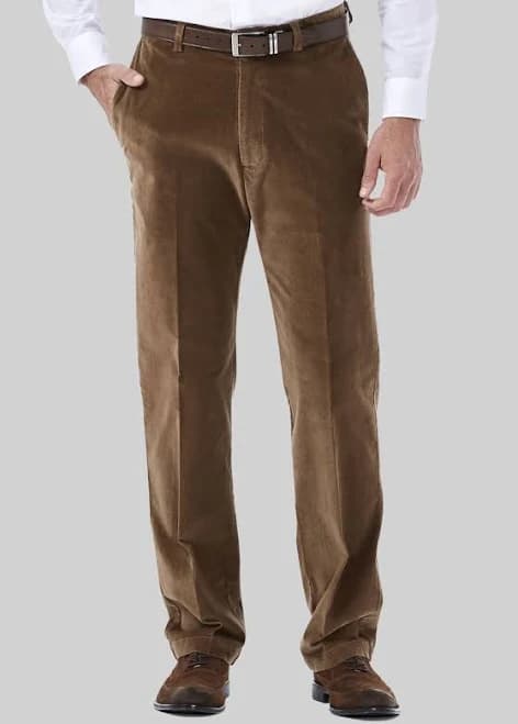 Haggar(r) Classic Fit Flat Front Corduroy 42x29, Carmel - Thumbnail 4