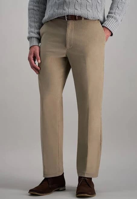 Haggar(r) Classic Fit Flat Front Corduroy 42x29, Carmel - Thumbnail 3