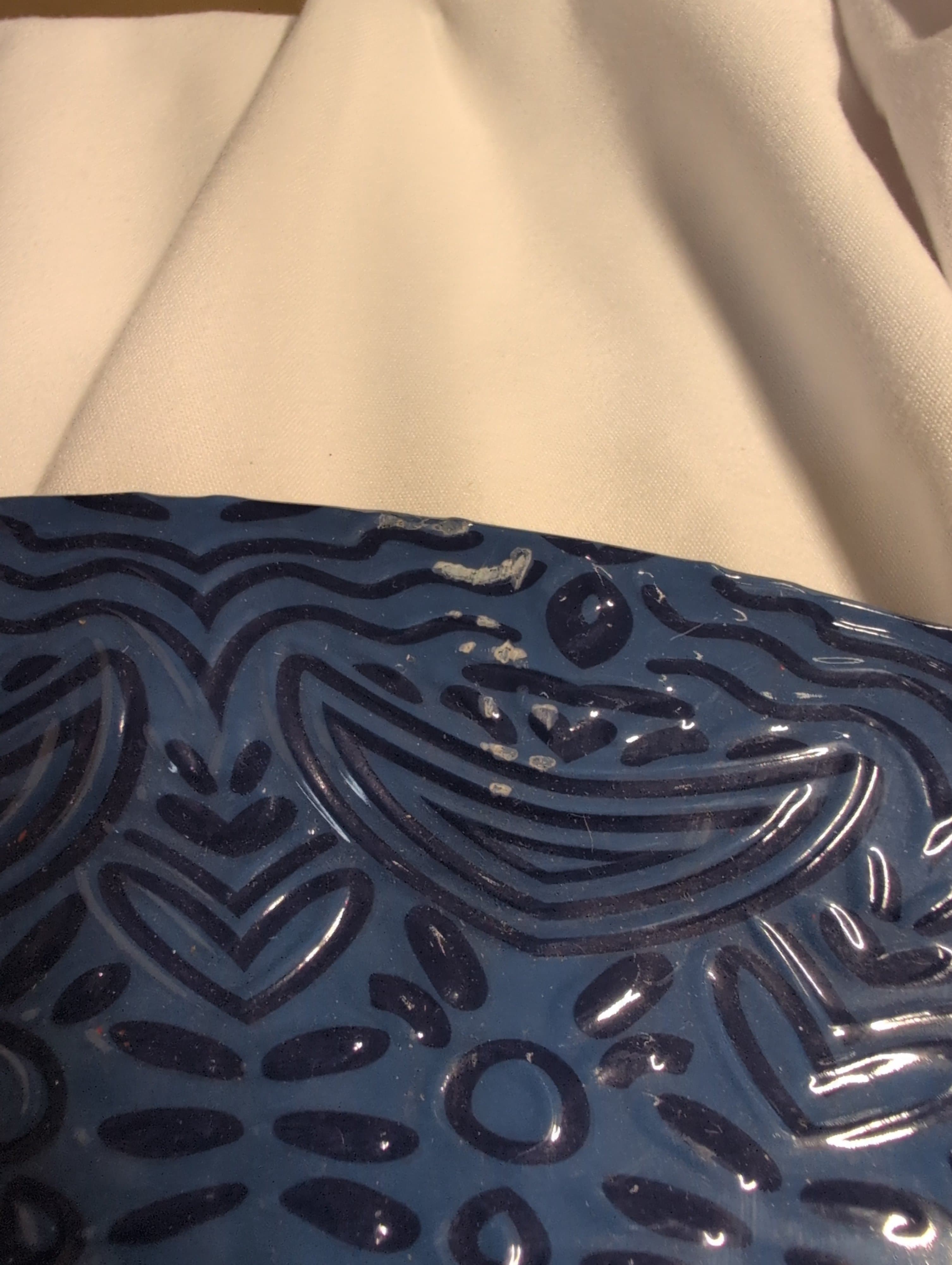 Decorative Blue Ceramic Plate with Intricate Pattern - Thumbnail 2
