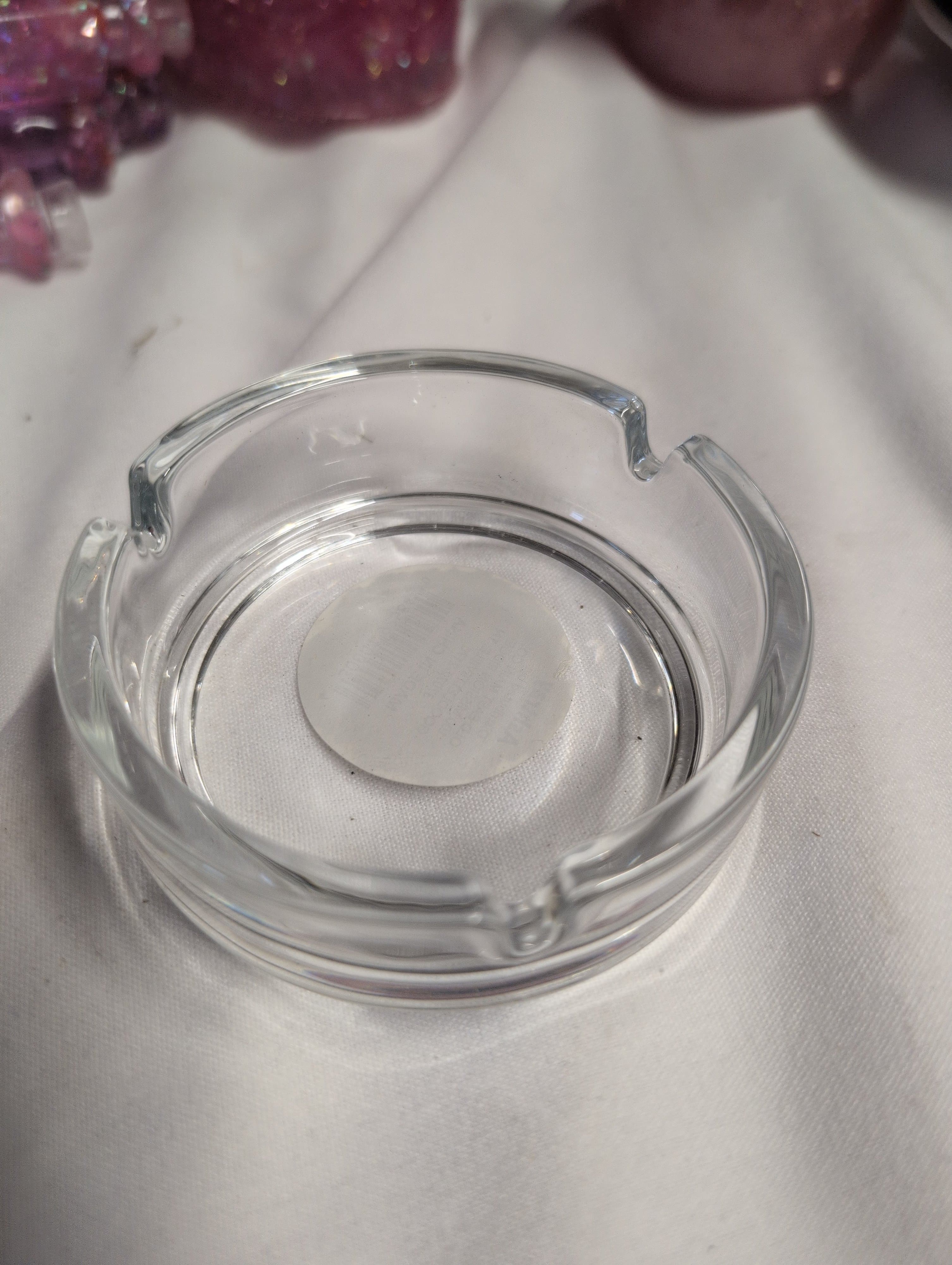 Clear Glass Ashtray Round Design - Thumbnail 2