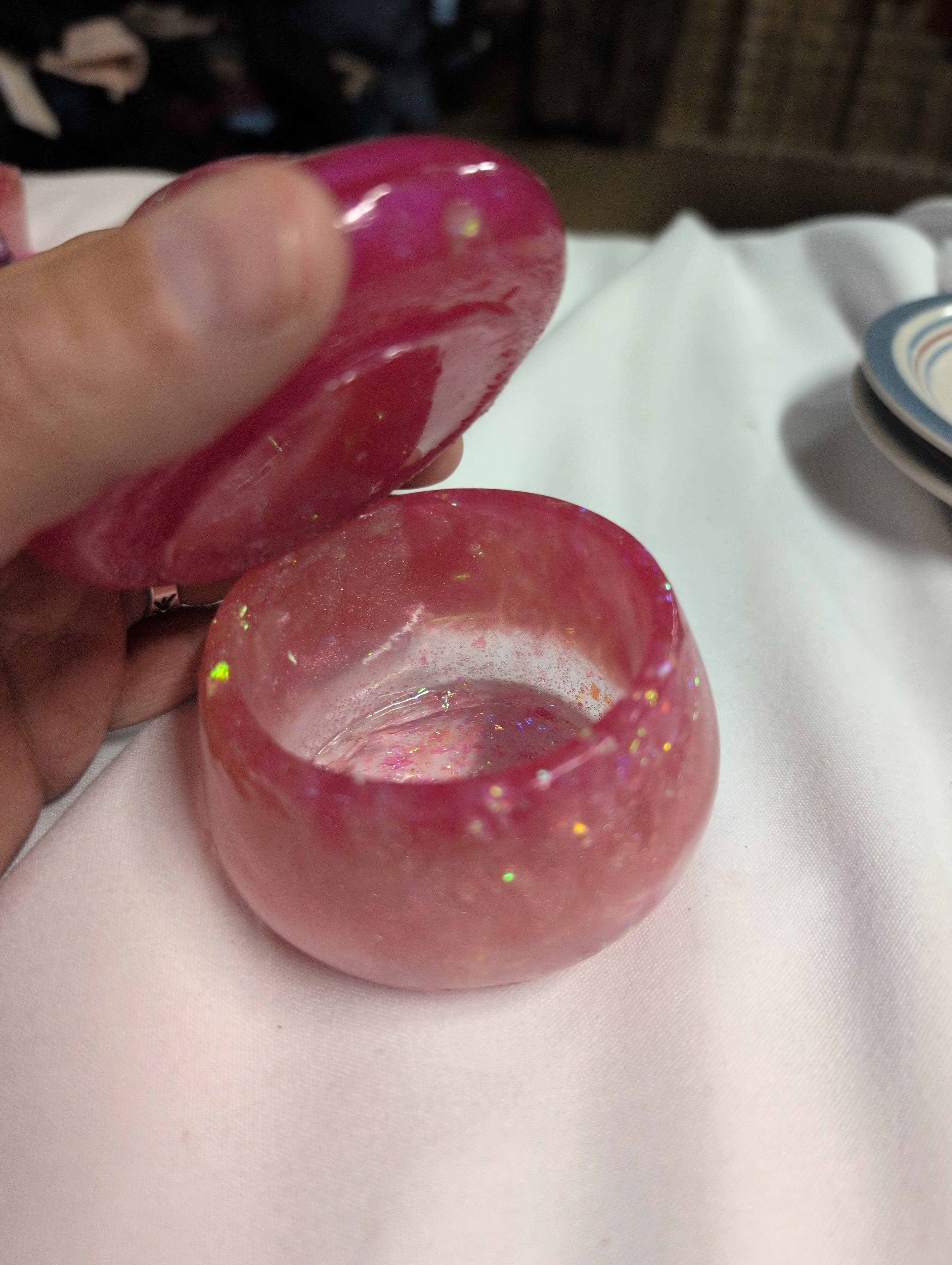 Pink Mushroom Decorative Glass Trinket Box - Thumbnail 2