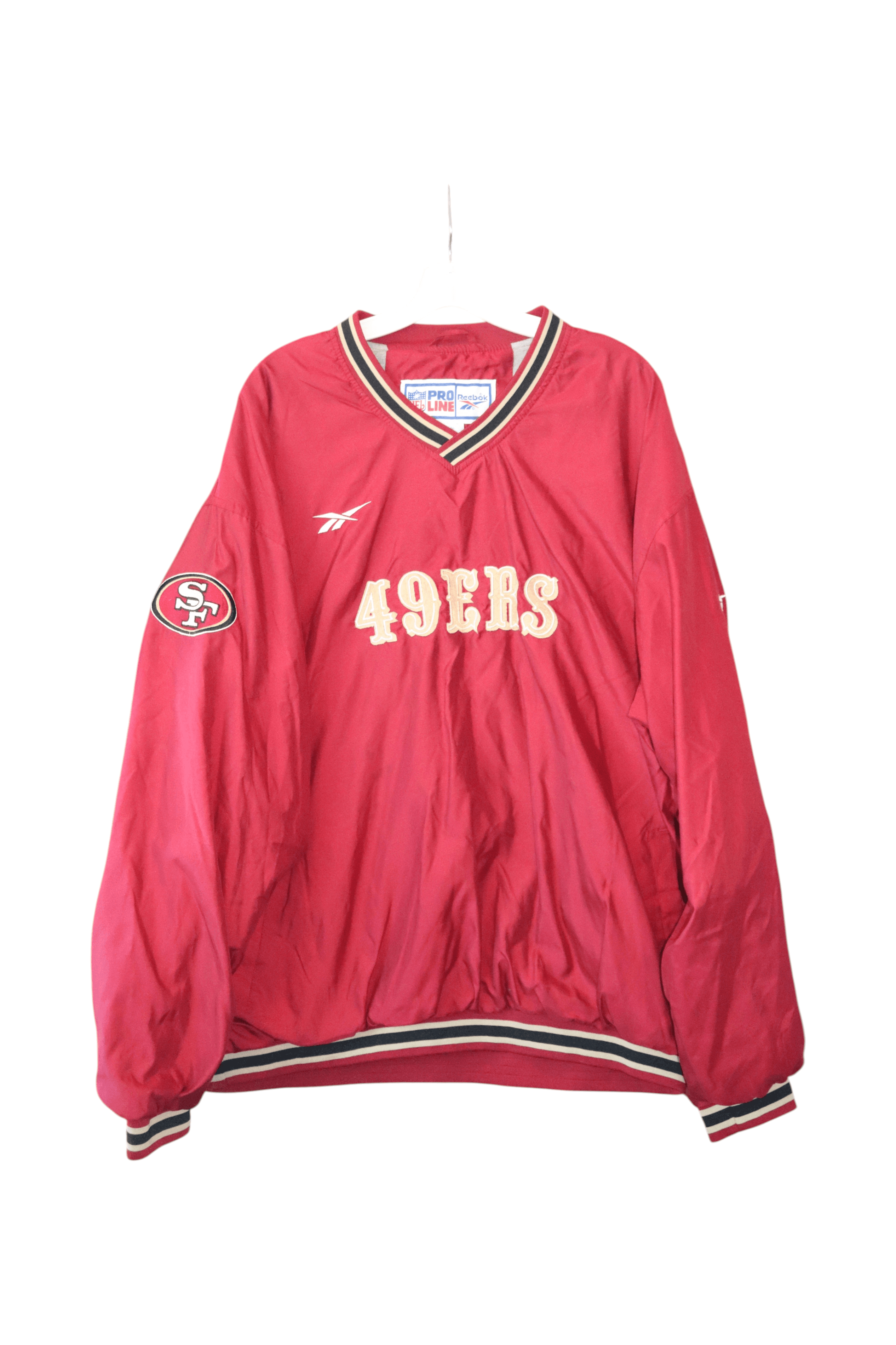 Reebok Vtg San Francisco 49ers NFL Pro Line Authentic Pullover V-neck Jacket