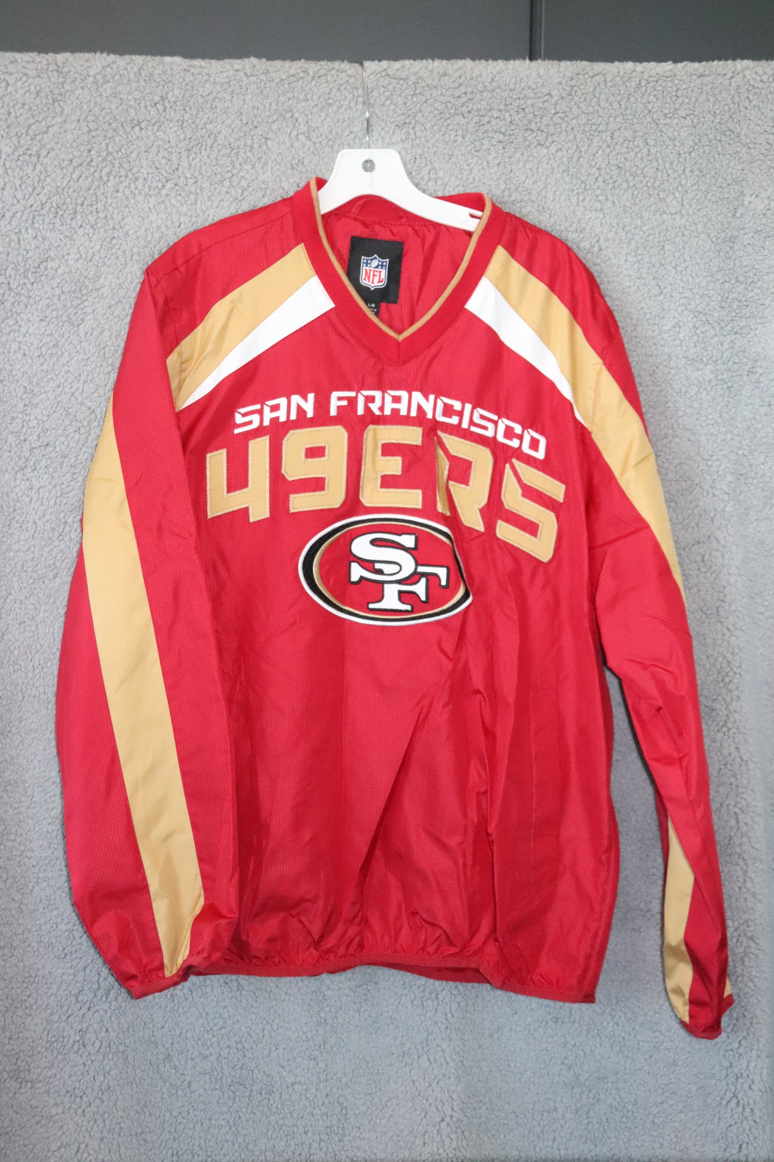 NFL Vtg San Francisco 49ers Men's Large Pullover Jacket Red - Thumbnail 2