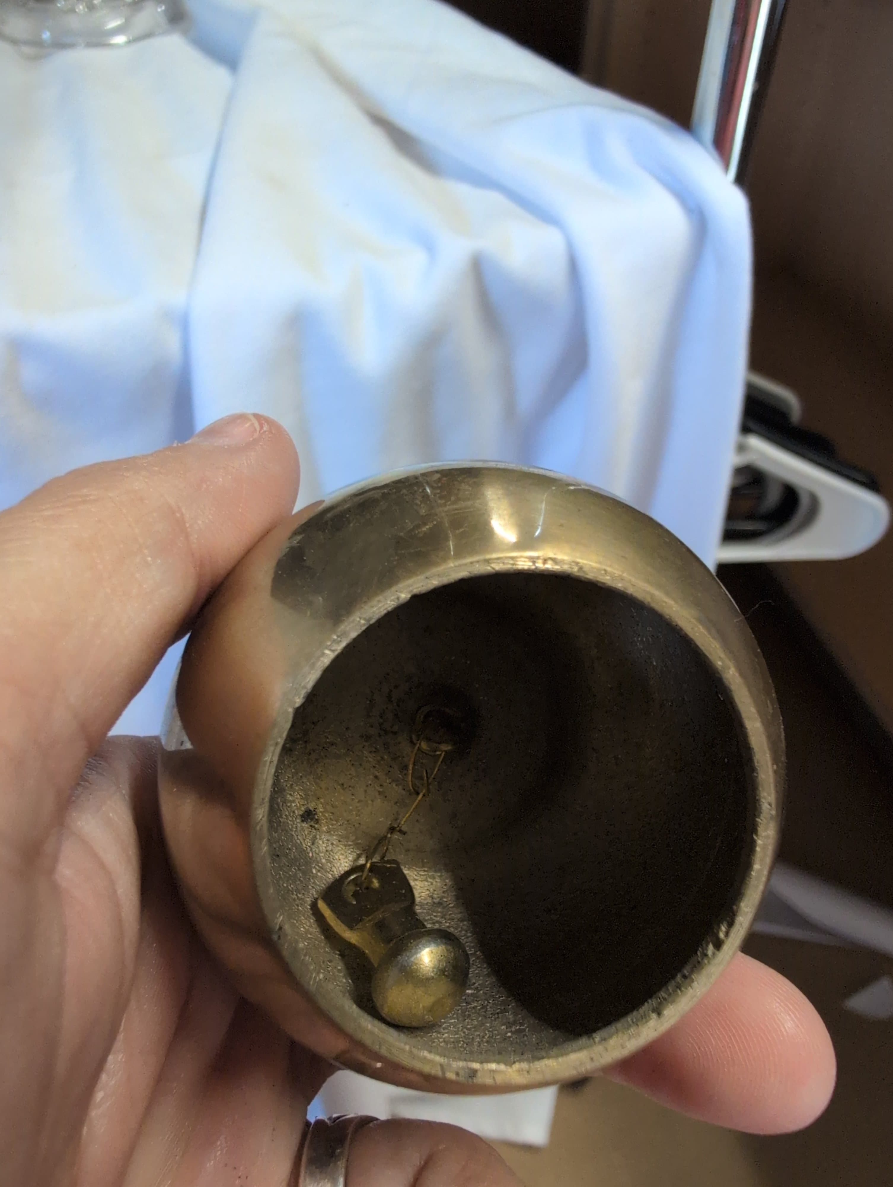 Vintage Brass Apple Paperweight with Leaf Stem - Thumbnail 2
