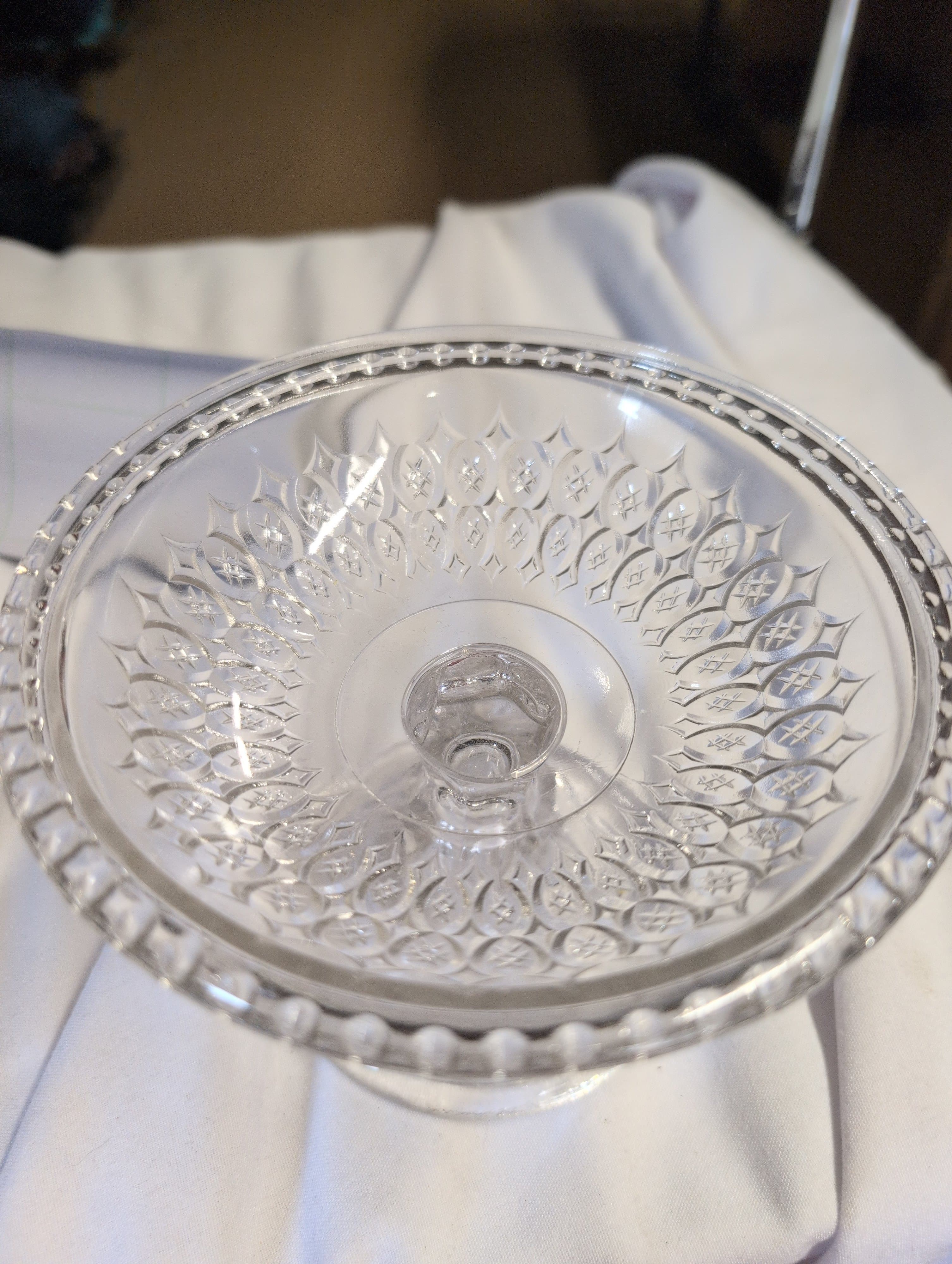 Vintage Crystal Pedestal Candy Dish - Thumbnail 3