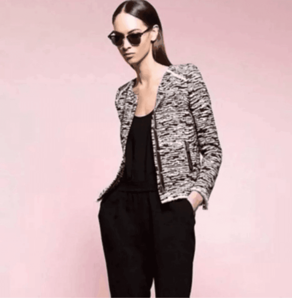 Iro Lizzie Textured Blazer size 38 Zipper Office Siren Secretary Monochrome Emo - Thumbnail 2