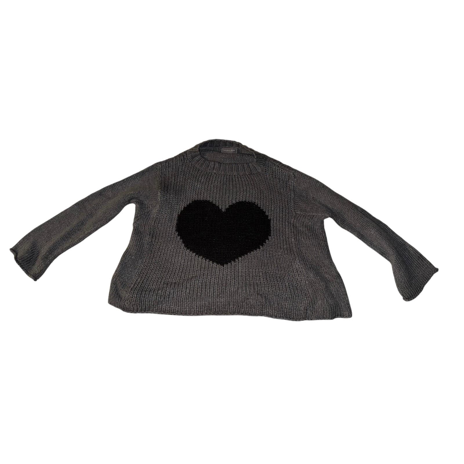 Wooden ships HEART CREW LIGHTWEIGHT Sz s/m gray & black preppy open knot - Thumbnail 2
