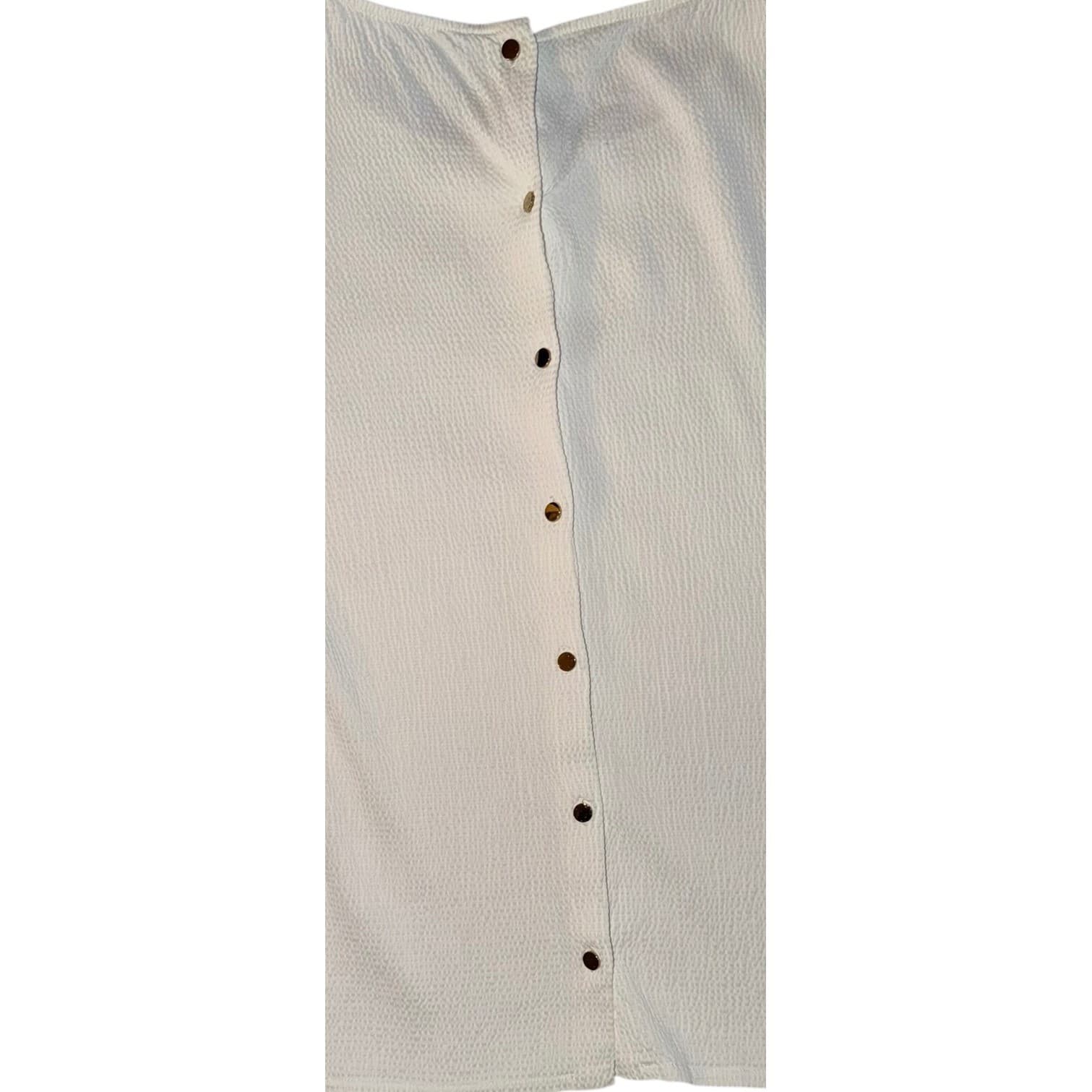 Reiss White Button-Back Shirt Sz 8 | Viscose Designer Luxury Blouse - Thumbnail 4