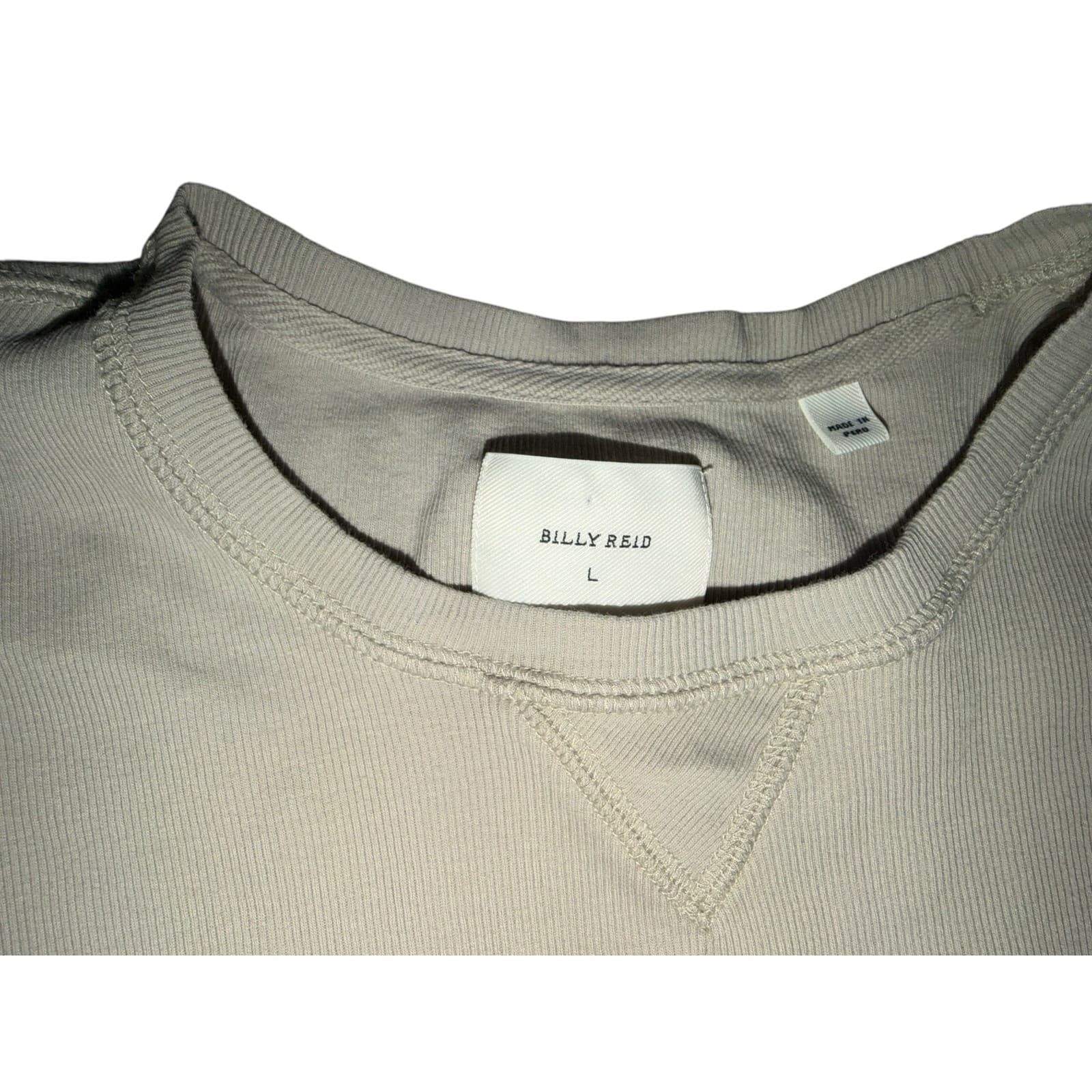 Billy Reid Tan Khaki Crew Shirt Sz L | Cotton Long Sleeve Preppy Stretch Comfy - Thumbnail 3