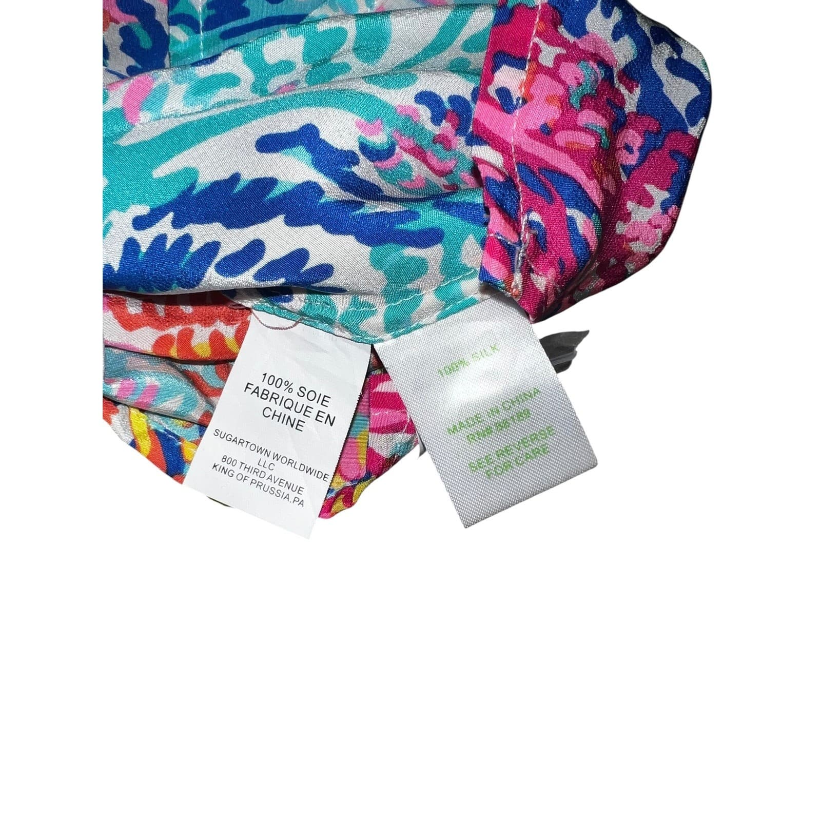 Lilly Pulitzer 100% Silk Multicolor Leaf Print Tunic Top dopamine Sz xs - Thumbnail 4