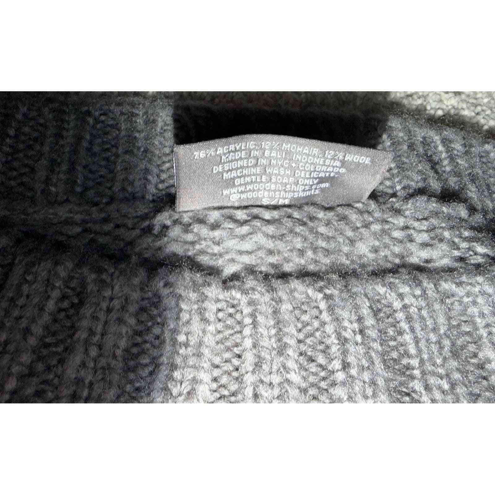 Wooden ships HEART CREW LIGHTWEIGHT Sz s/m gray & black preppy open knot - Thumbnail 5