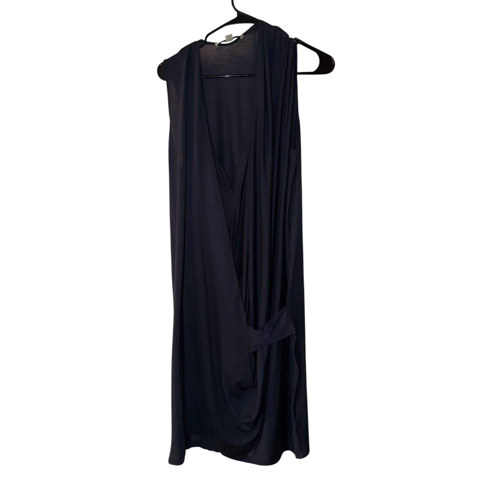 Acne Studios Navy Faux Wrap Sz M | Plunging V-Neck Draped Front Designer - Thumbnail 5