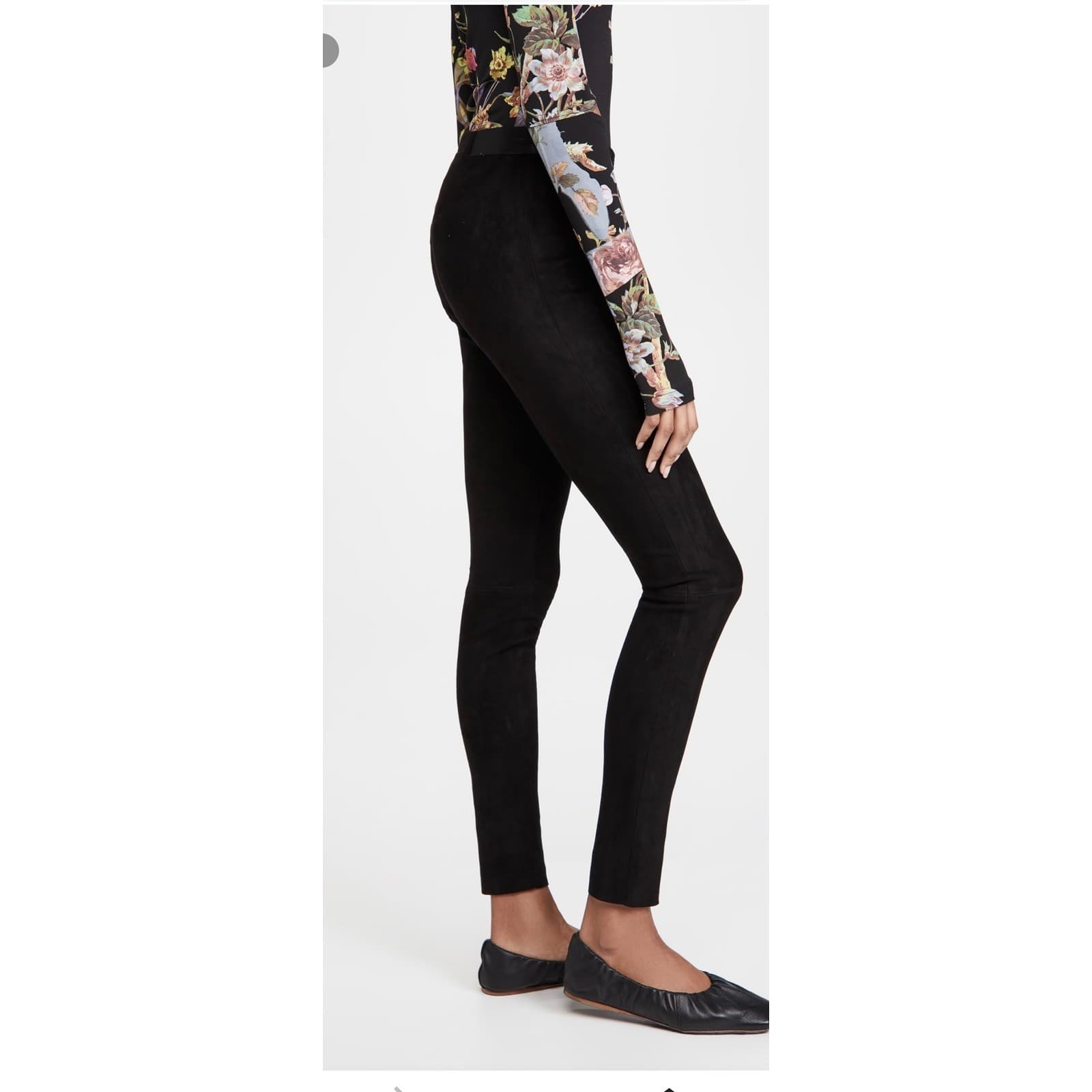 Alice + Olivia Black Suede Leggings | Front Zip Pants Luxe Designer Style Sz 2 - Thumbnail 3