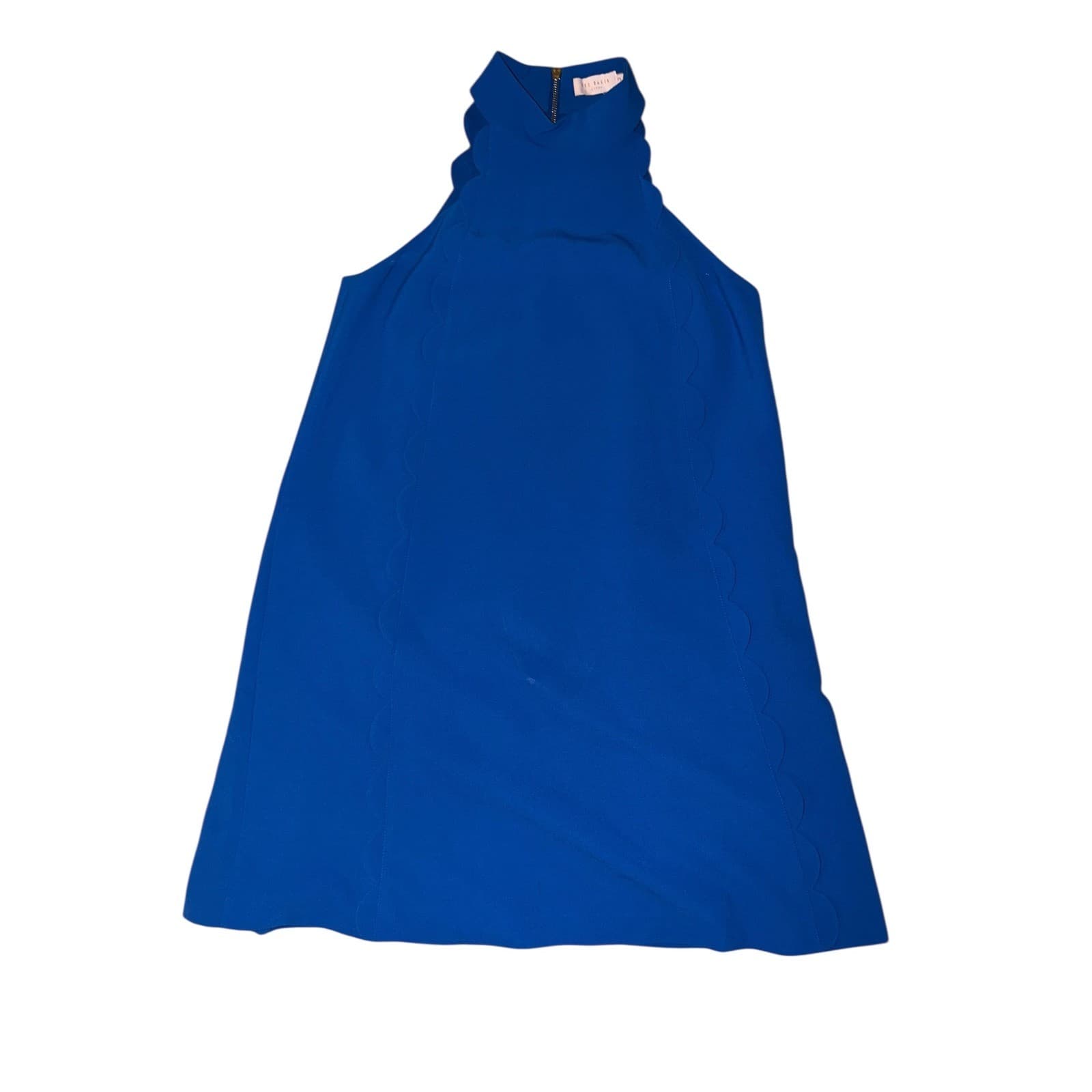 Ted Baker Blue Halter Neck Scallop Mini Dress Sz 3 | Designer Luxury - Thumbnail 5