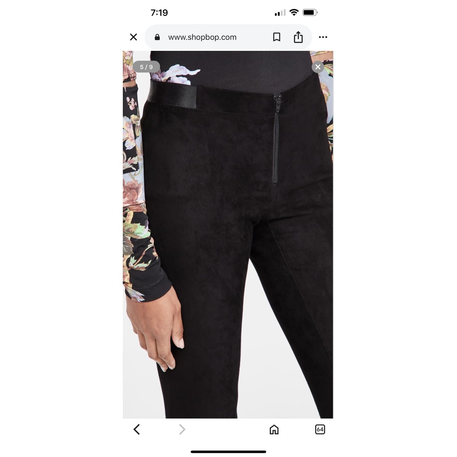 Alice + Olivia Black Suede Leggings | Front Zip Pants Luxe Designer Style Sz 2 - Thumbnail 5
