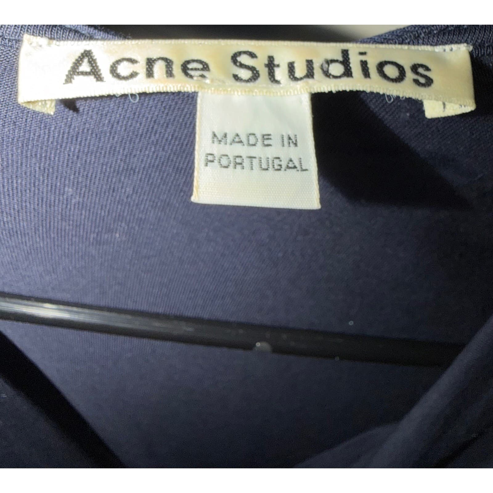 Acne Studios Navy Faux Wrap Sz M | Plunging V-Neck Draped Front Designer - Thumbnail 6
