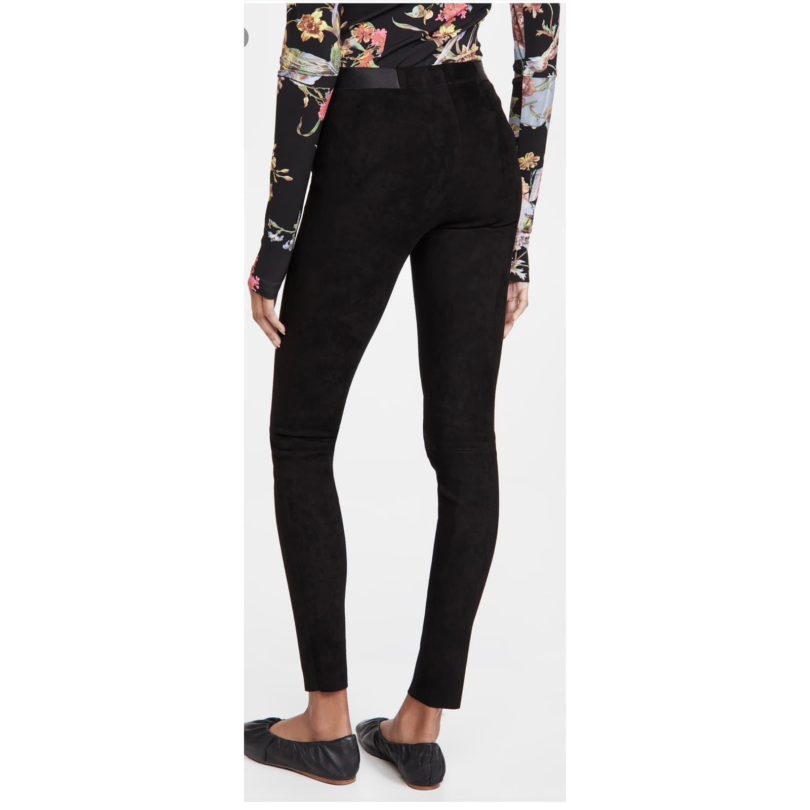 Alice + Olivia Black Suede Leggings | Front Zip Pants Luxe Designer Style Sz 2 - Thumbnail 2
