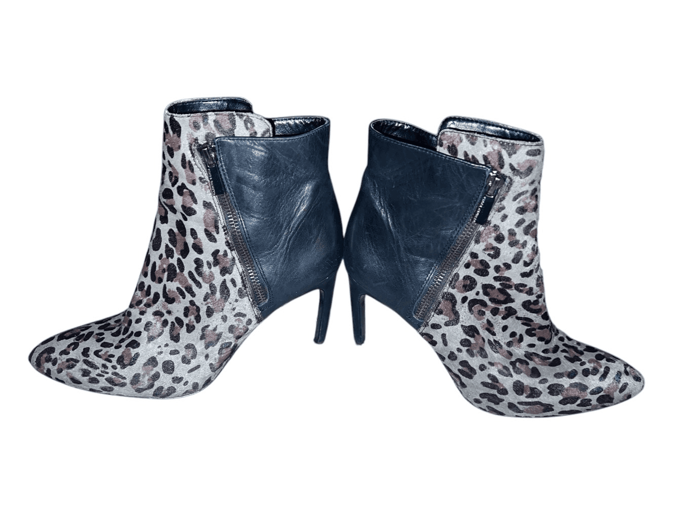 Vince Camuto Stiletto, Leather Cow Hair, Ankle Boots, Sz 9 1/2 , Zippere Mobwife - Thumbnail 6