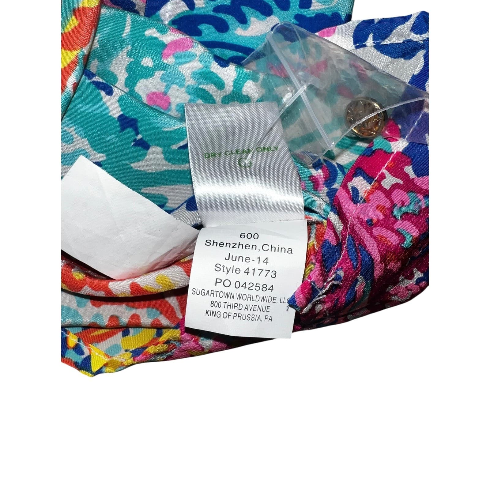 Lilly Pulitzer 100% Silk Multicolor Leaf Print Tunic Top dopamine Sz xs - Thumbnail 3