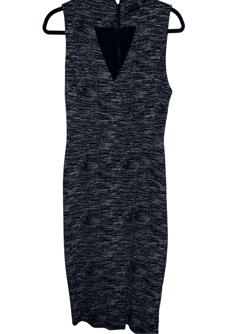 Alice + Olivia Midi Dress Gray Faux Wrap V-neck Front Slit Back Minimalist Sz 0 - Thumbnail 2