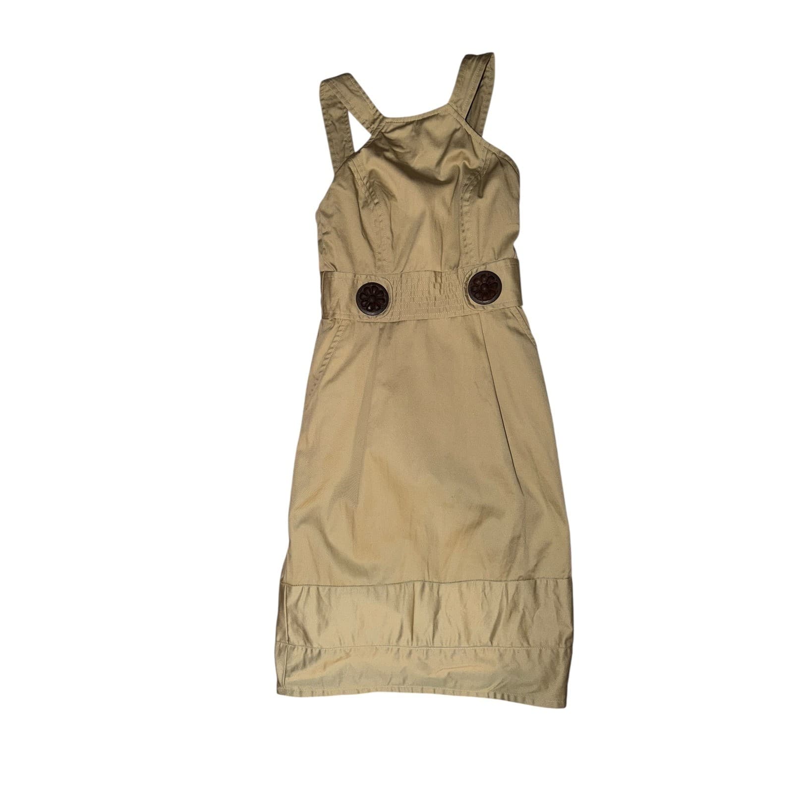 Milly Jumper Dress Sz 0 | Wooden Button Canvas Military Aviator Nautical Style - Thumbnail 2